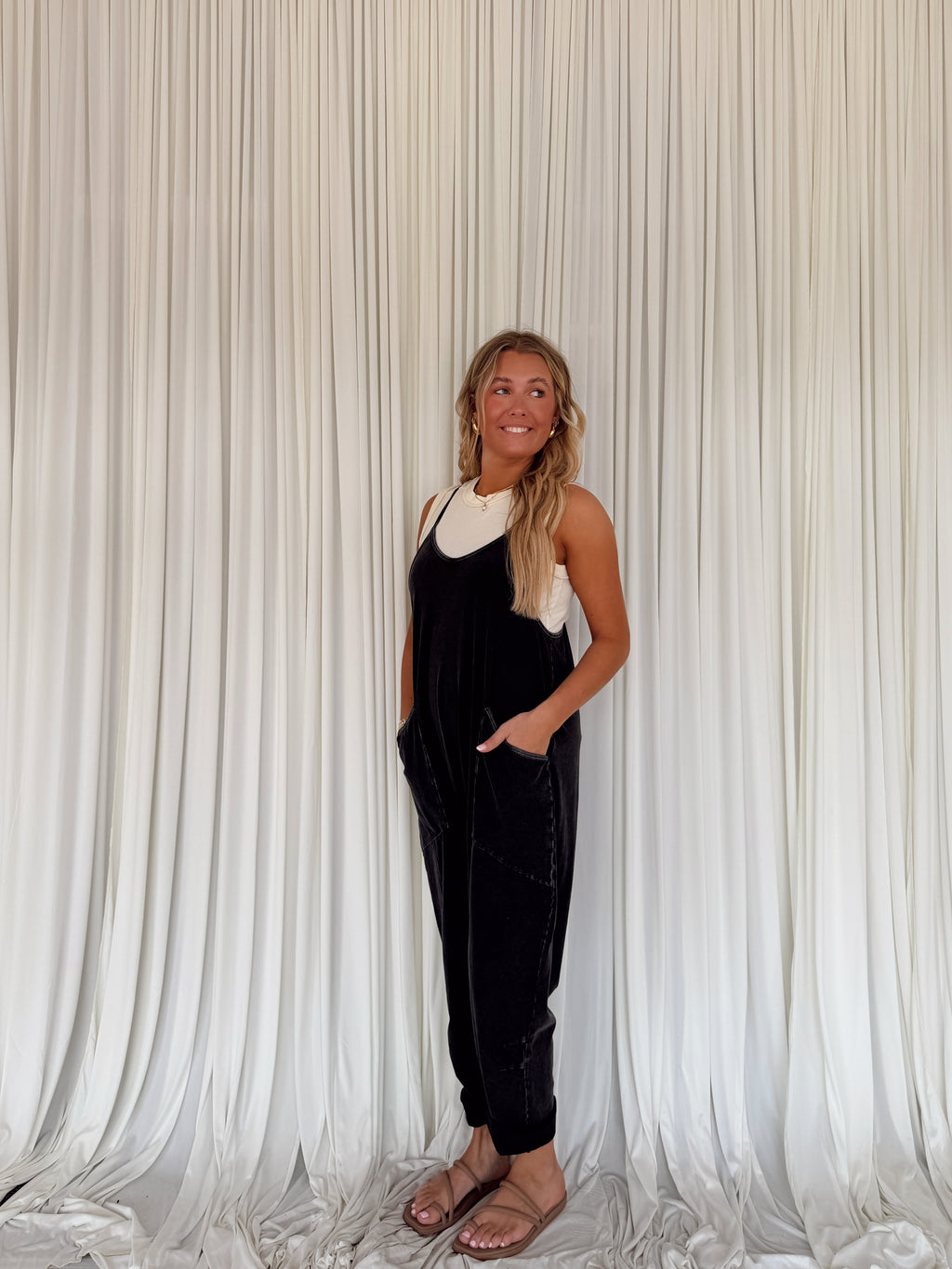 Mineral Wash Spaghetti Strap Jumpsuit
