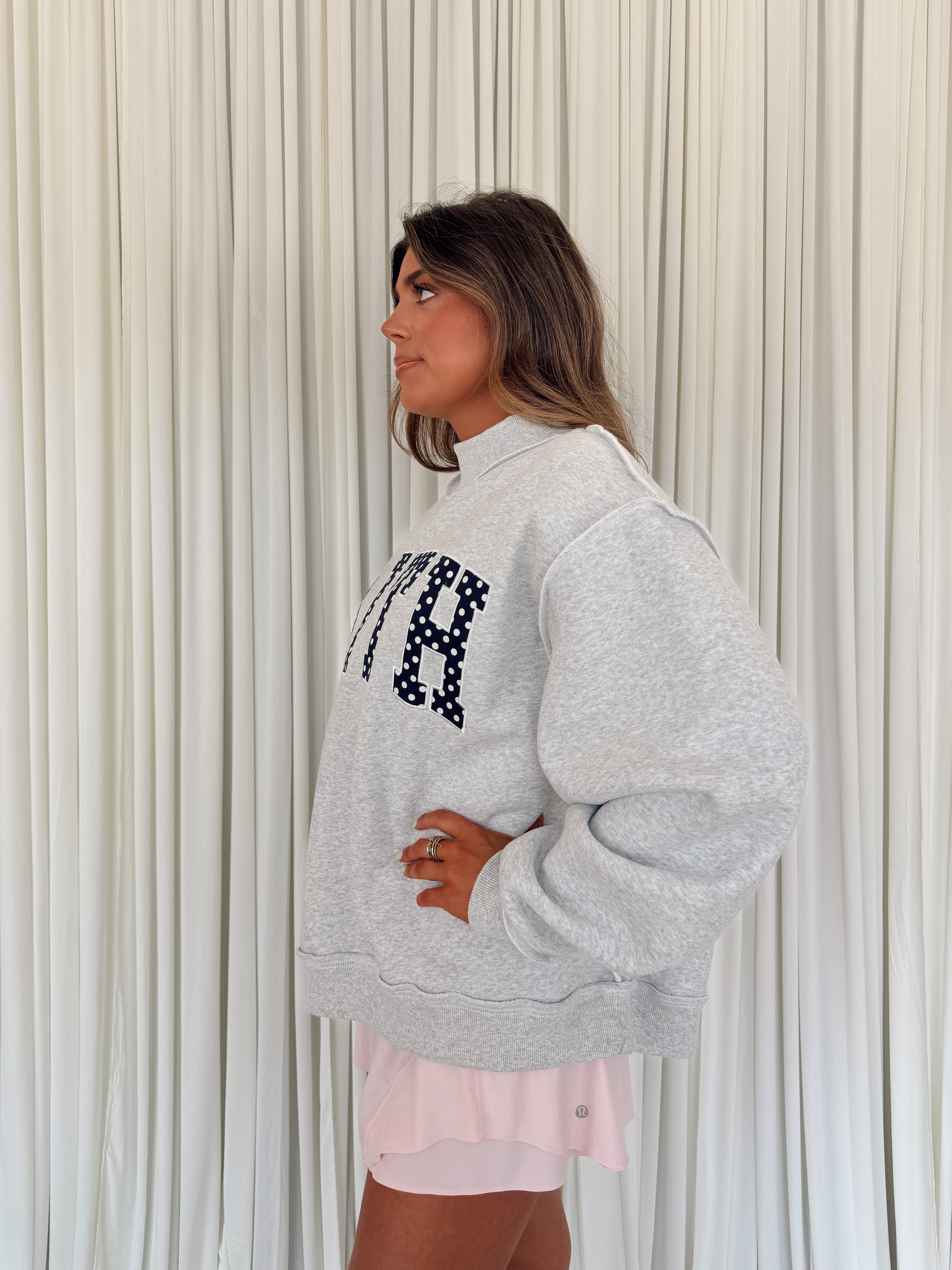 Polka-Dot Mock Neck Sweatshirt