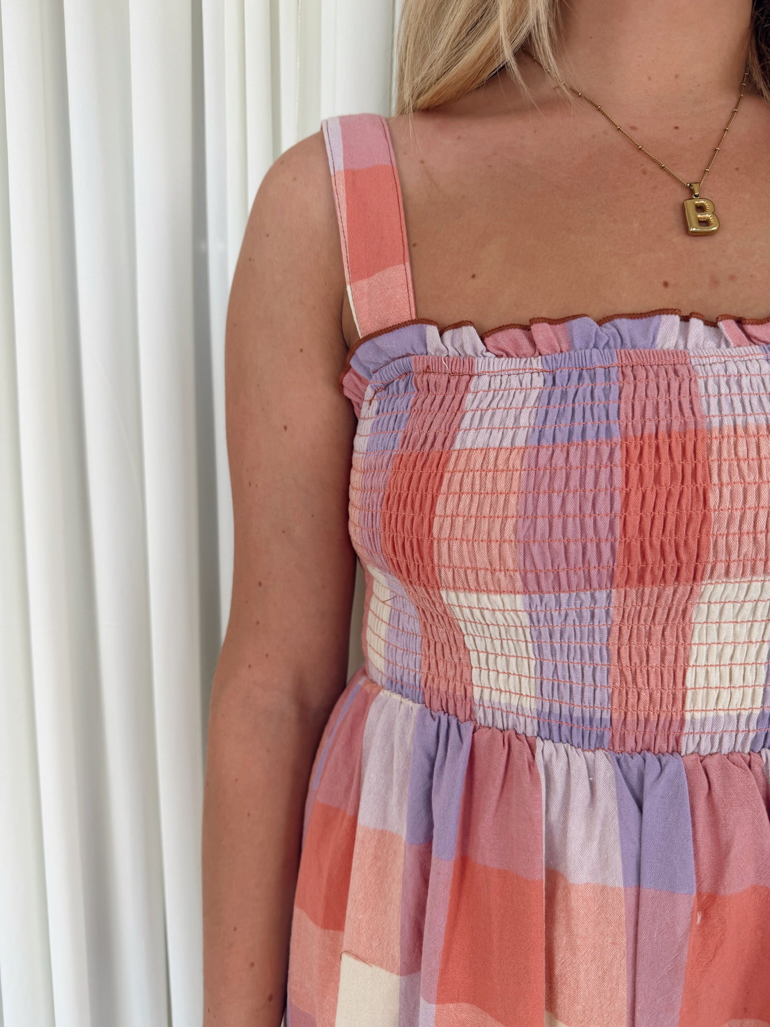 Multicolor Plaid Midi Dress