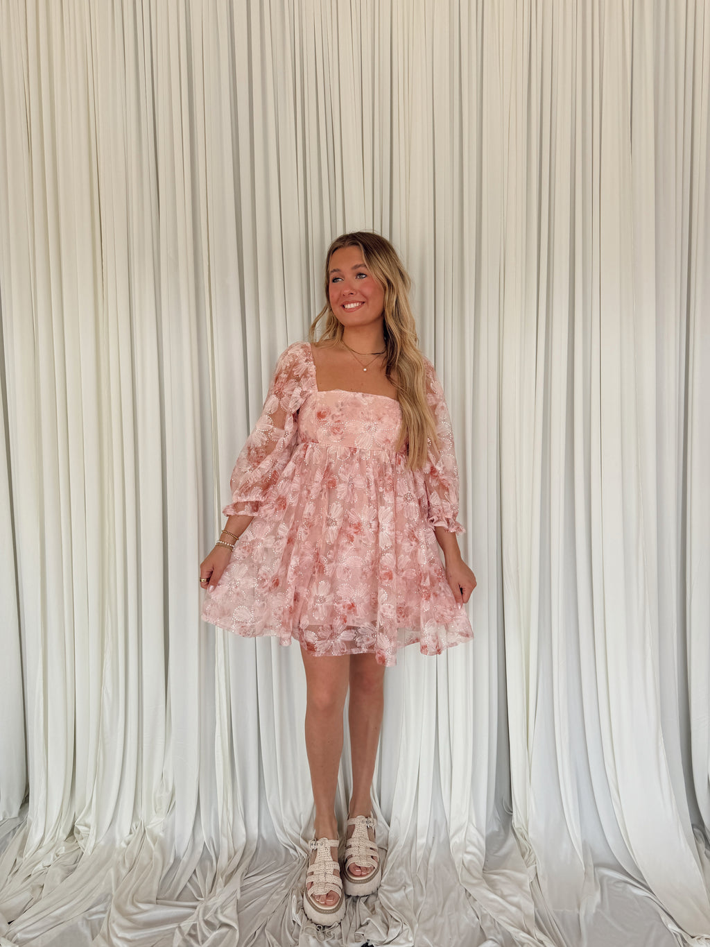 Sequin Floral Mini Dress