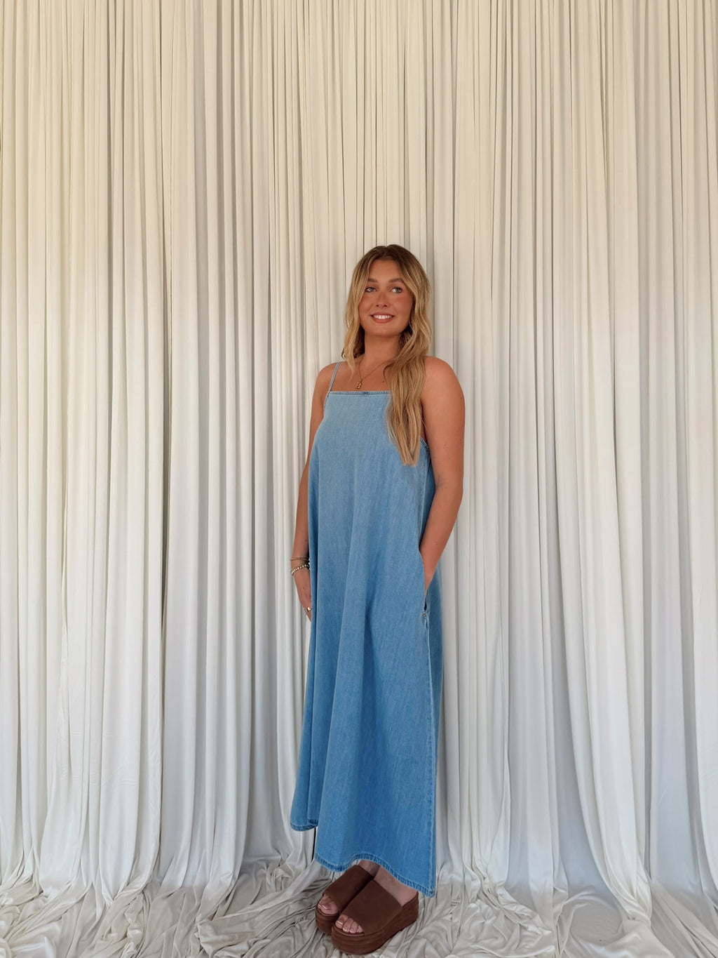 Denim Chambray Maxi Dress