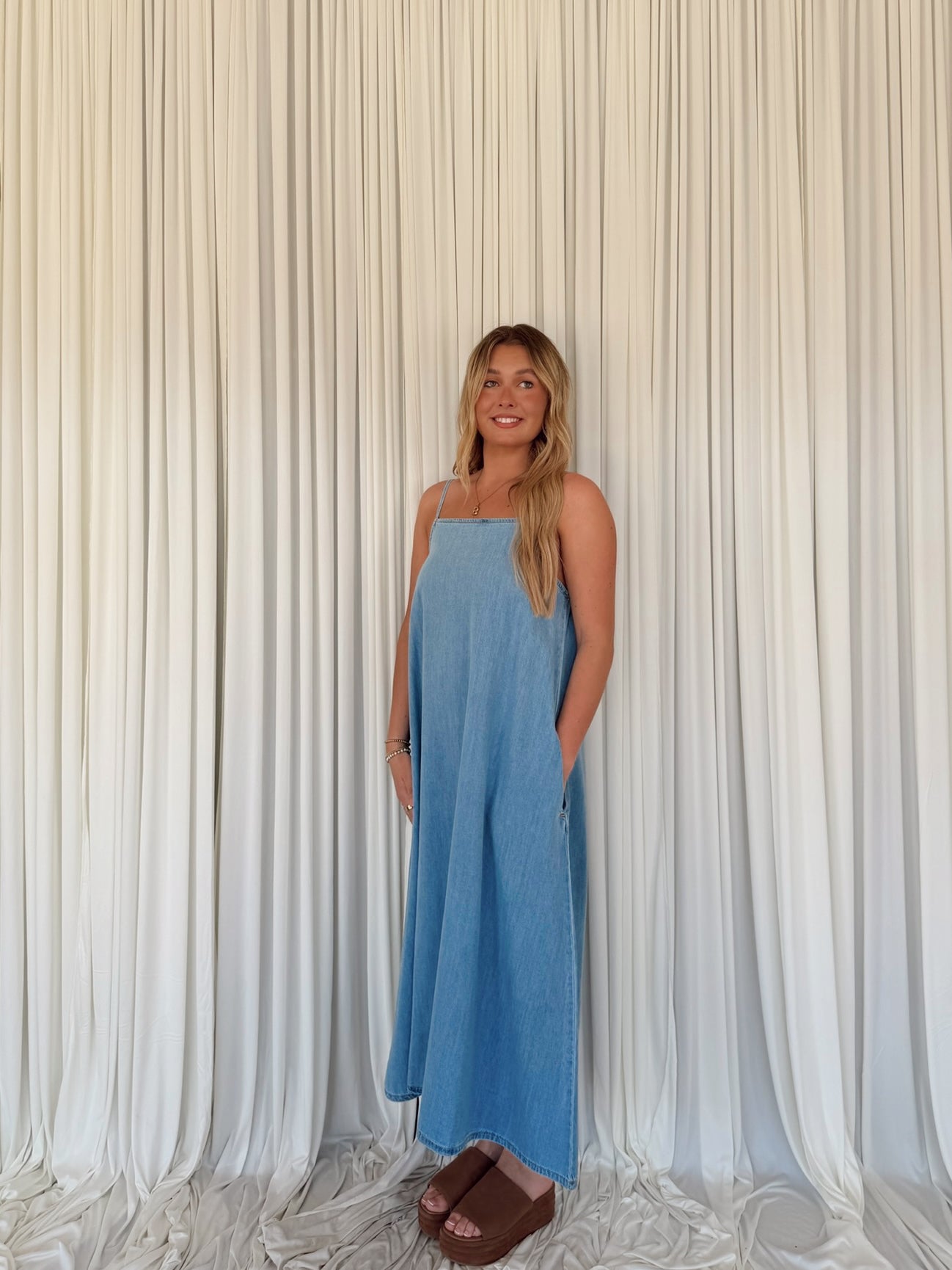 Denim Chambray Maxi Dress