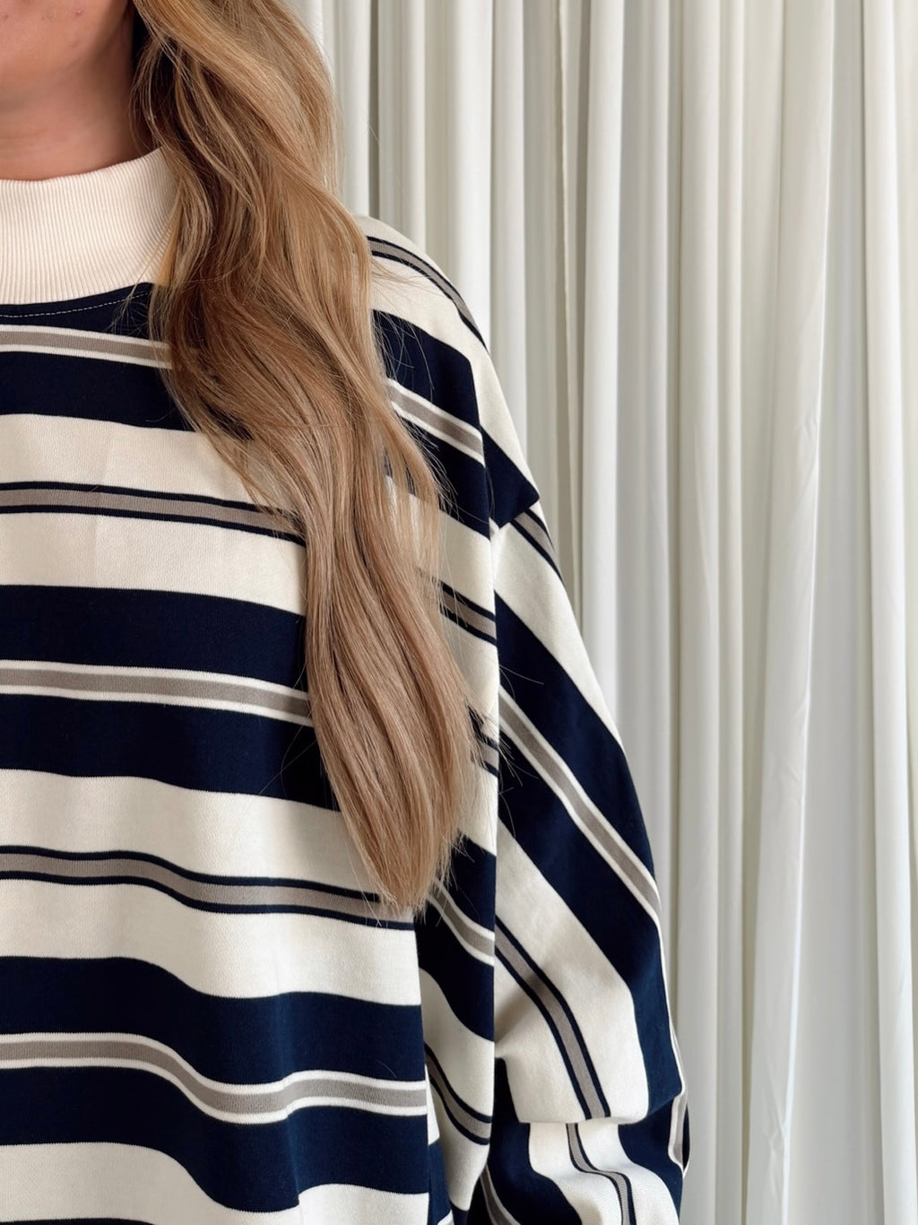 Striped Oversized Crewneck Top
