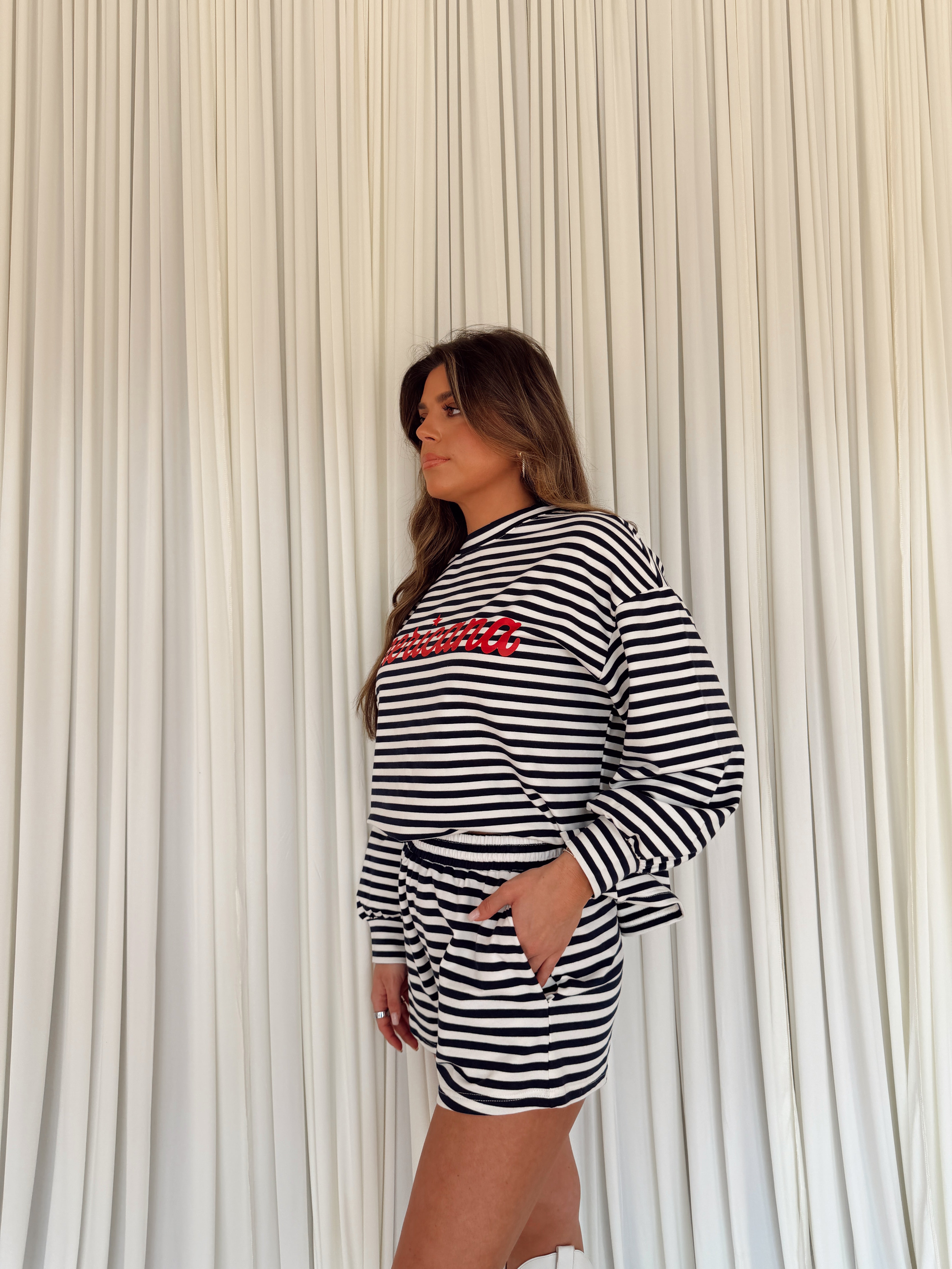 Comfy Elastic Waist Striped Knit Shorts – Seven & James
