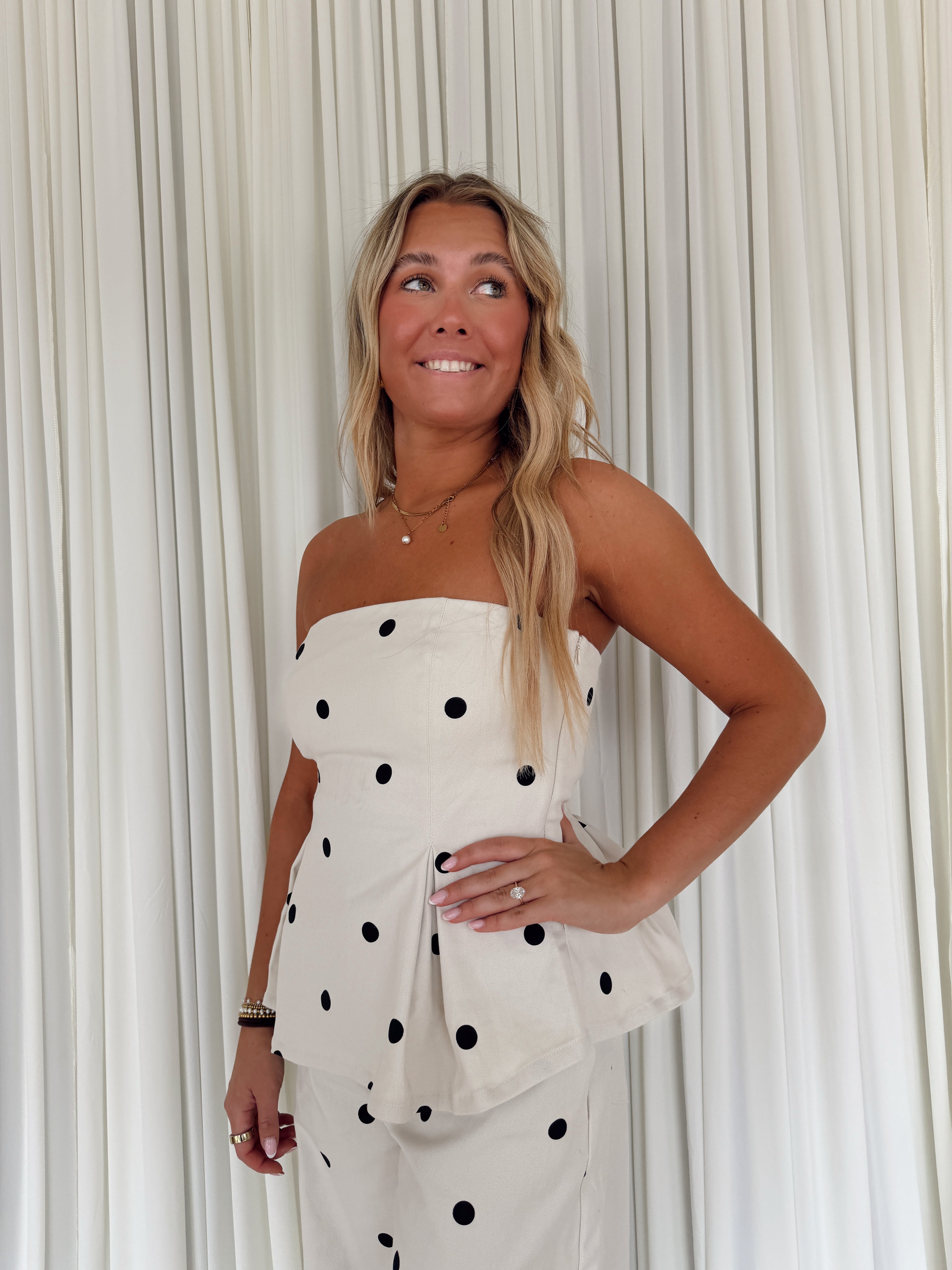 Polkadot Strapless Top
