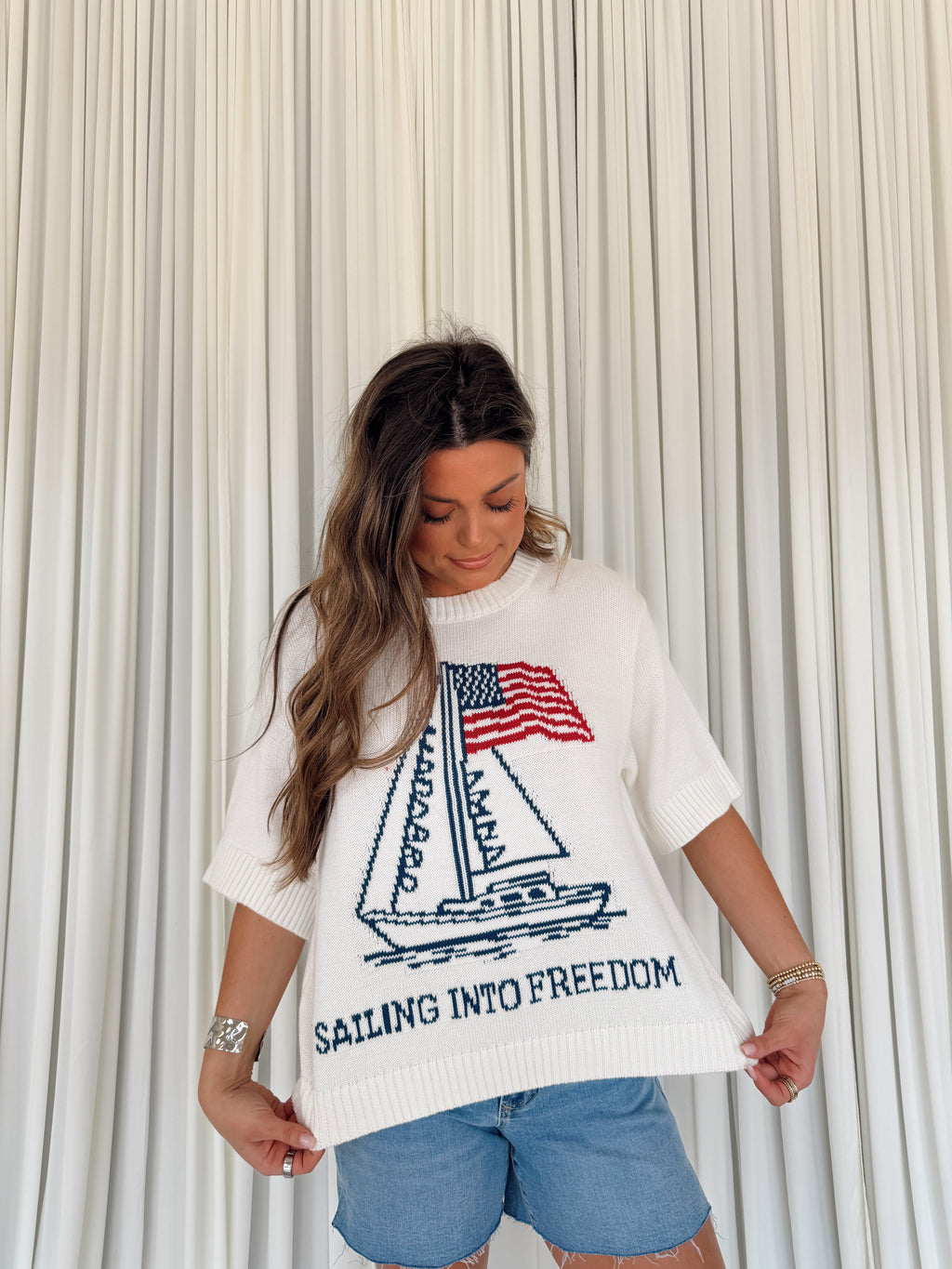 4th of July Boat & Flag Sweater