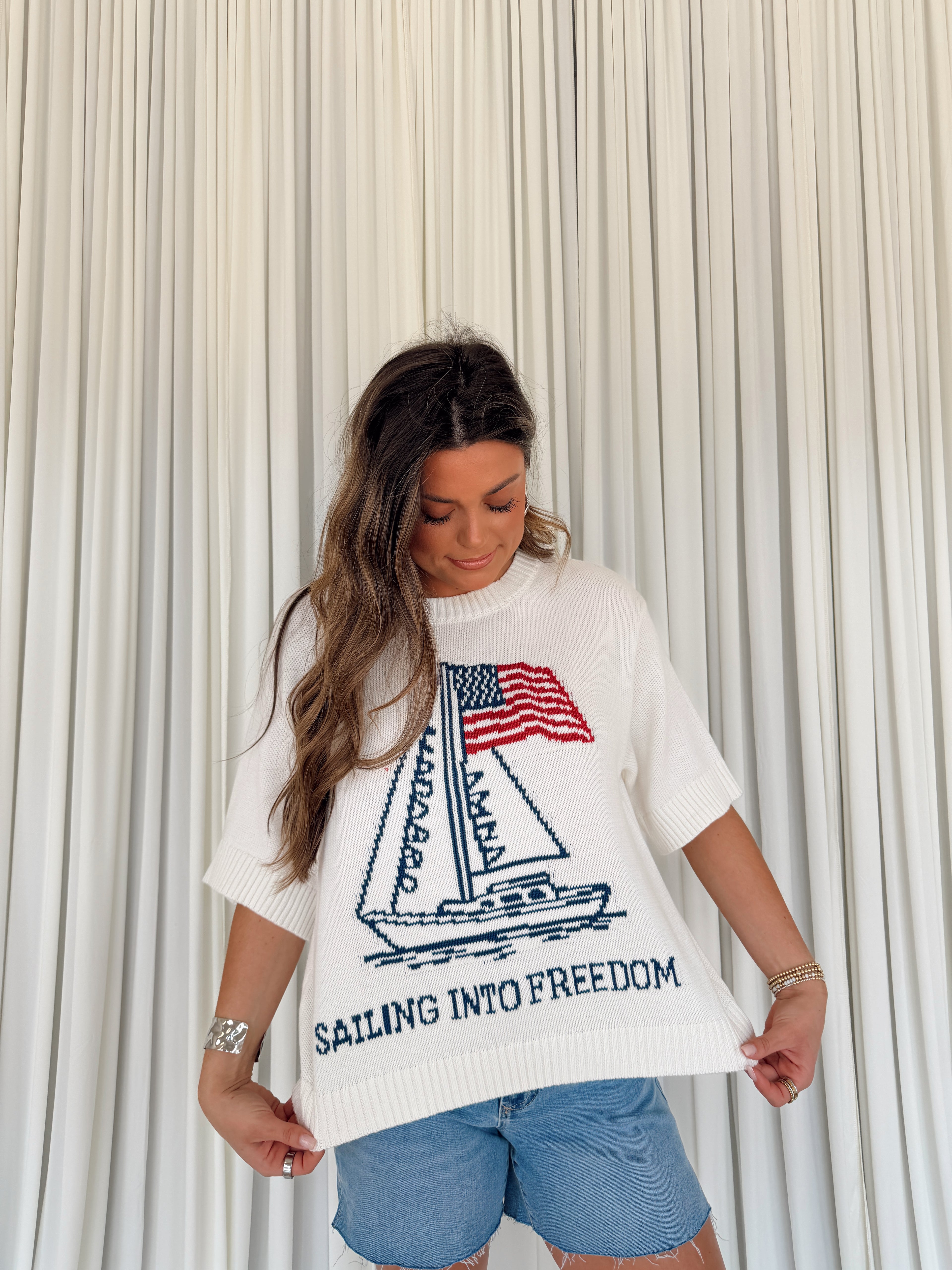 4th of July Boat & Flag Sweater