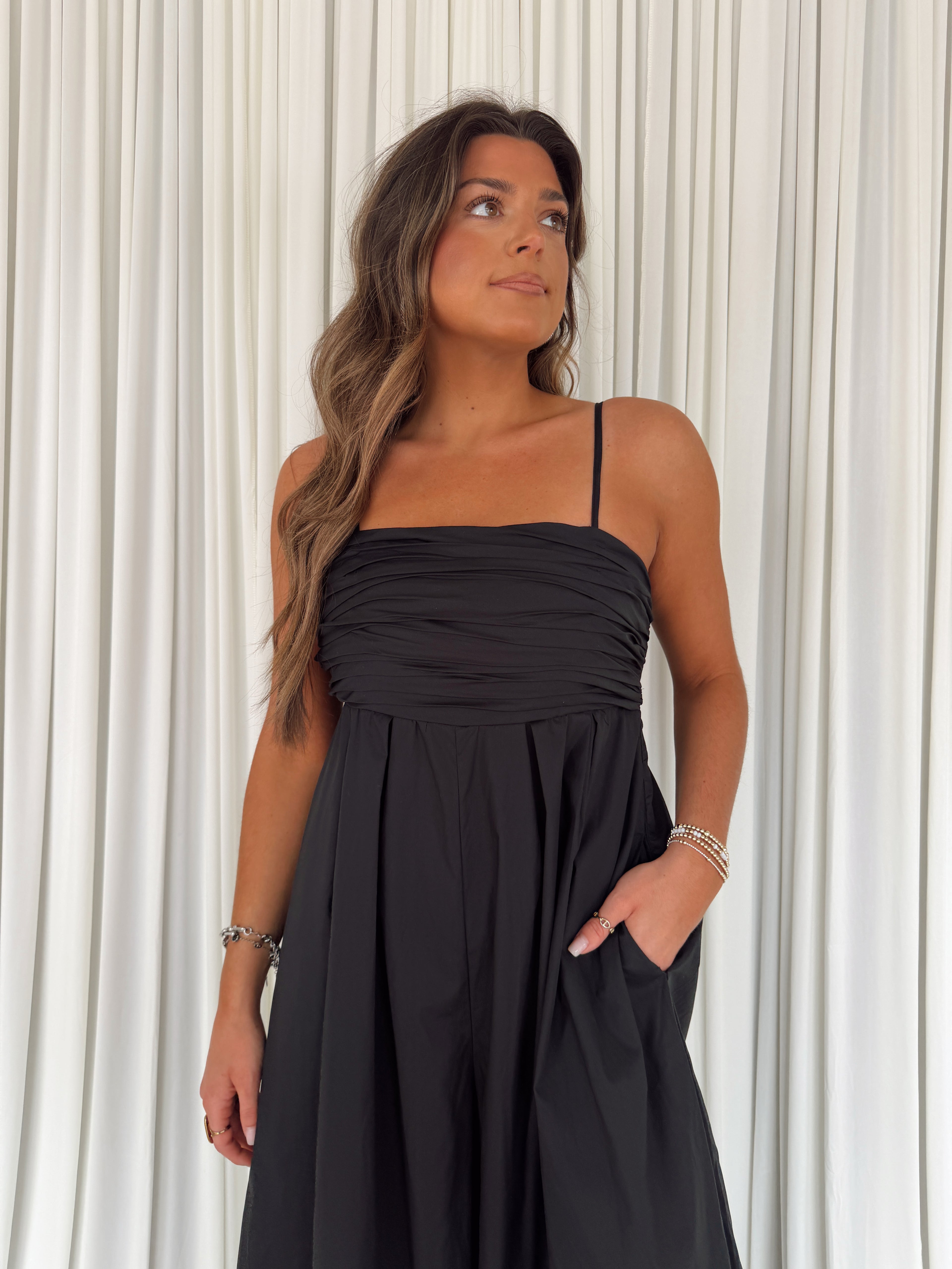 Solid Ruched Sleeveless Jumpsuit