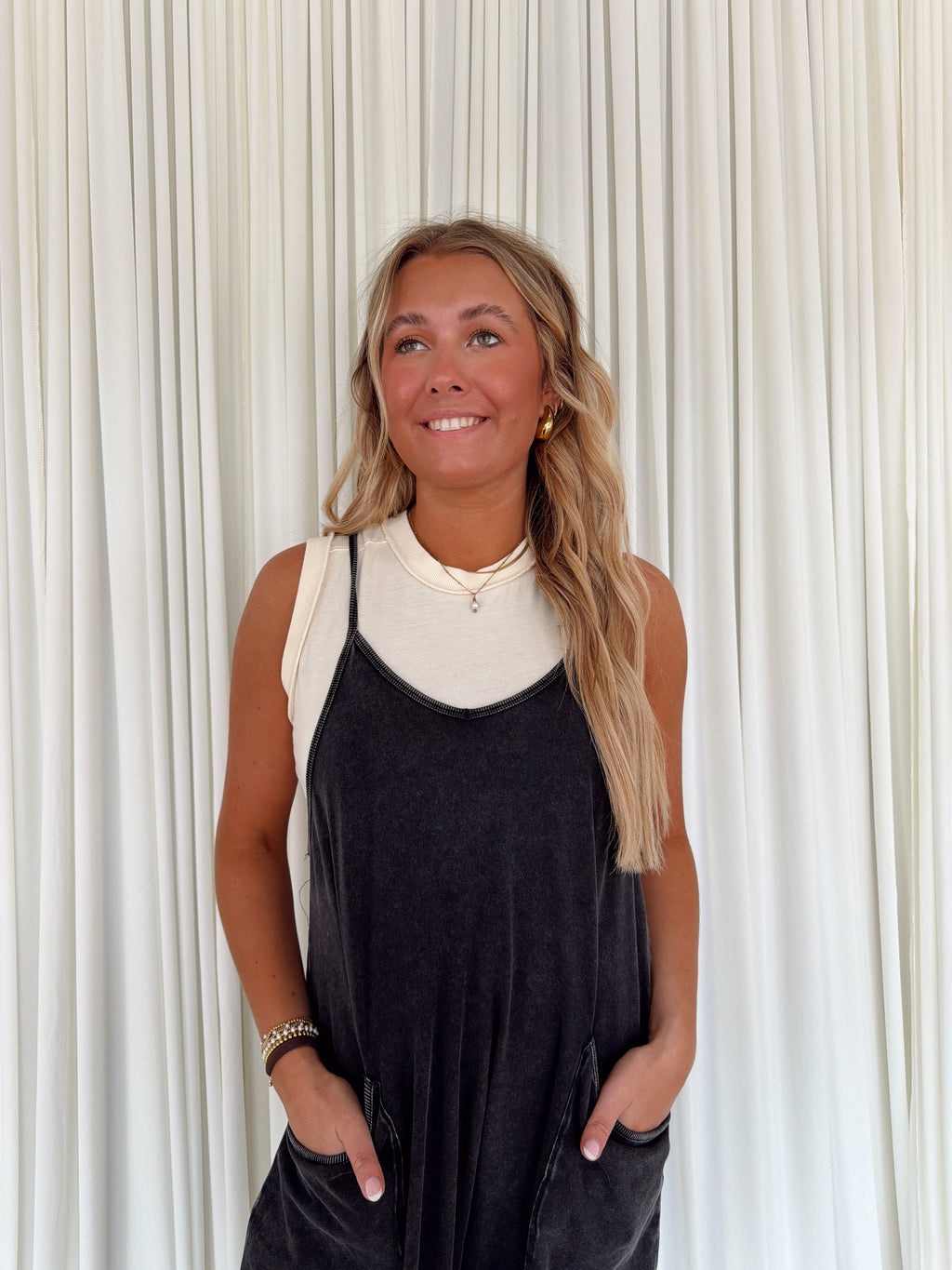 Mineral Wash Spaghetti Strap Jumpsuit