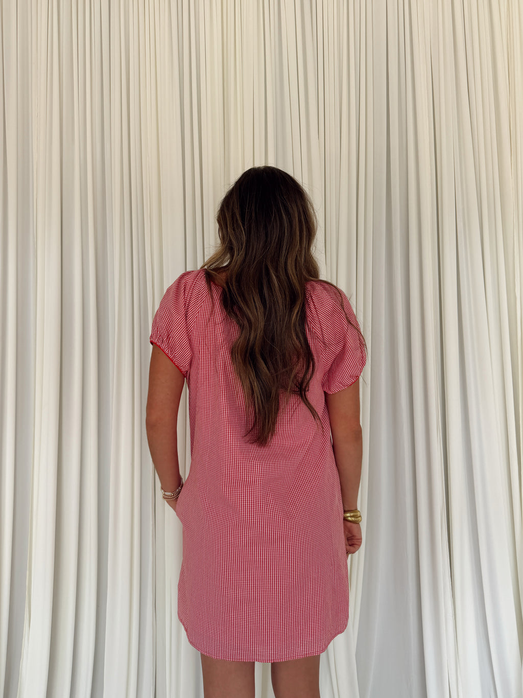 Gingham Puff Sleeve Mini Dress