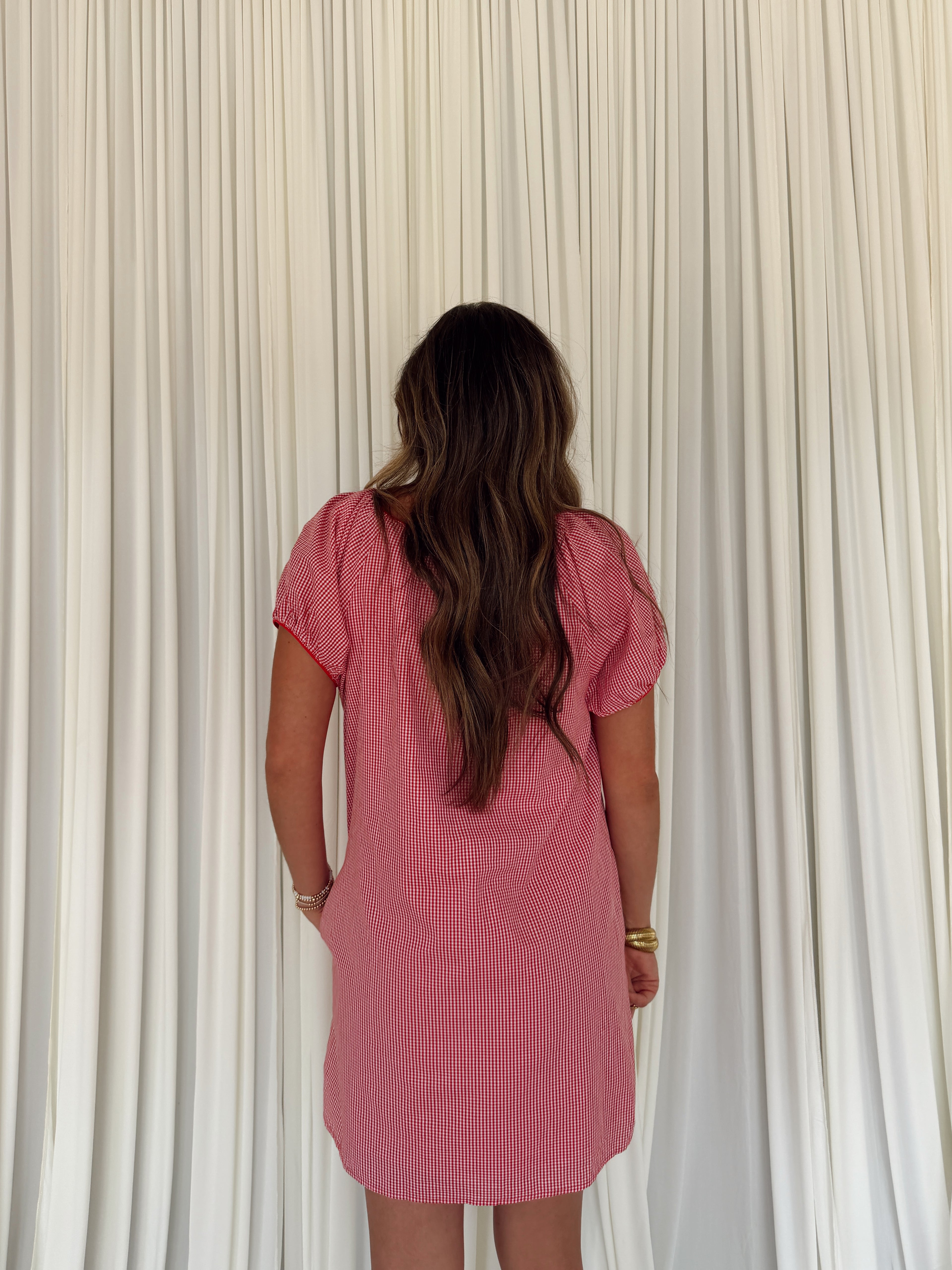 Gingham Puff Sleeve Mini Dress