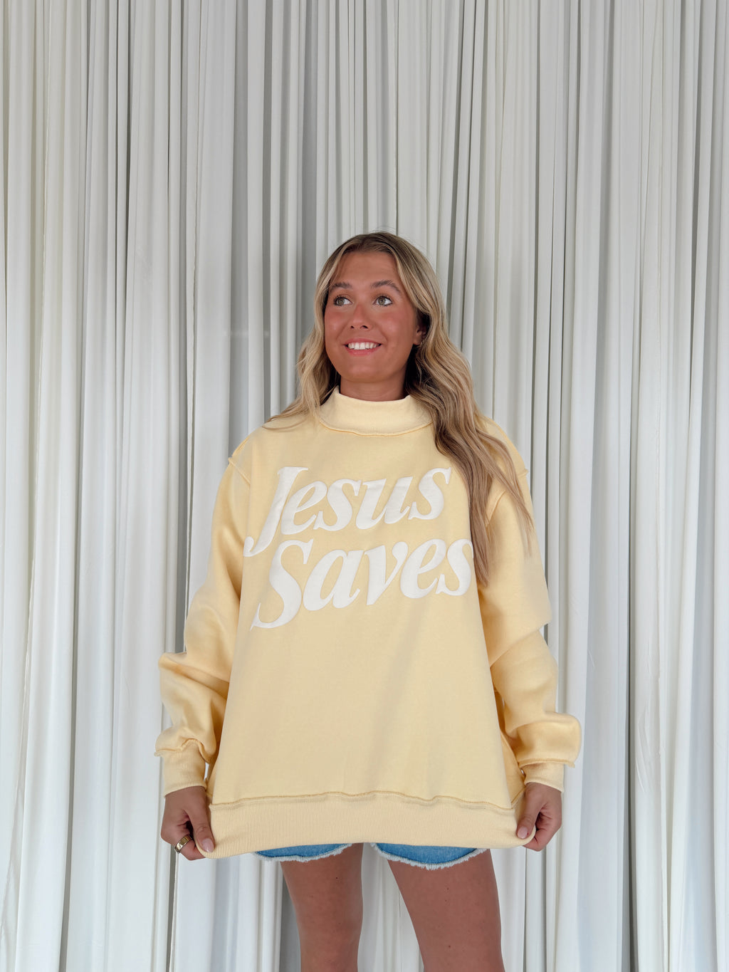 Jesus Saves Mock Neck Sweatshirt