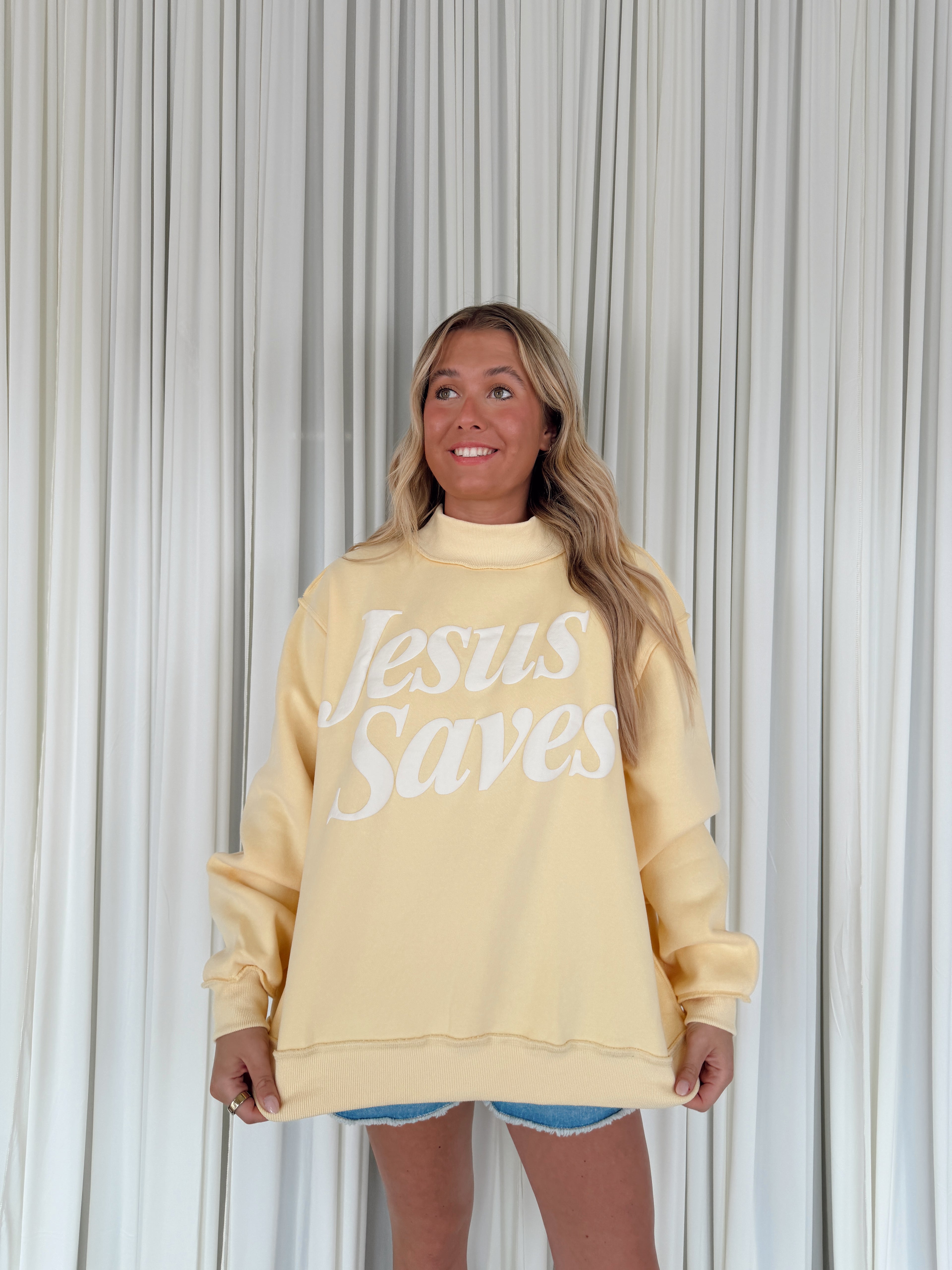 Jesus Saves Mock Neck Sweatshirt