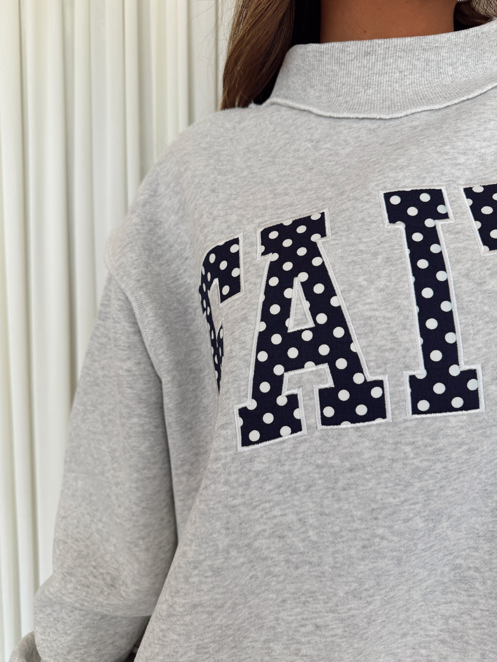 Polka-Dot Mock Neck Sweatshirt