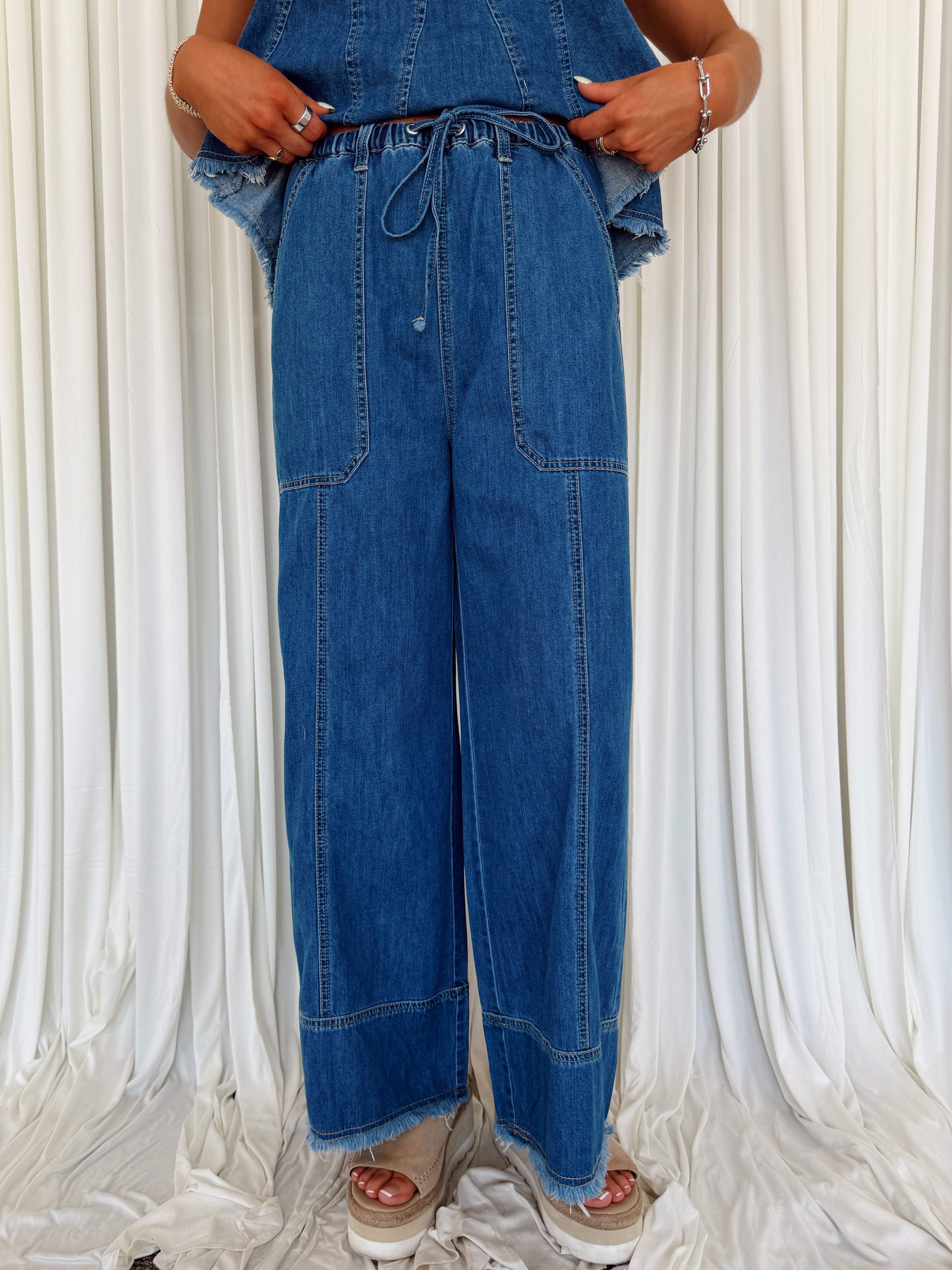 Denim Drawstring Pants