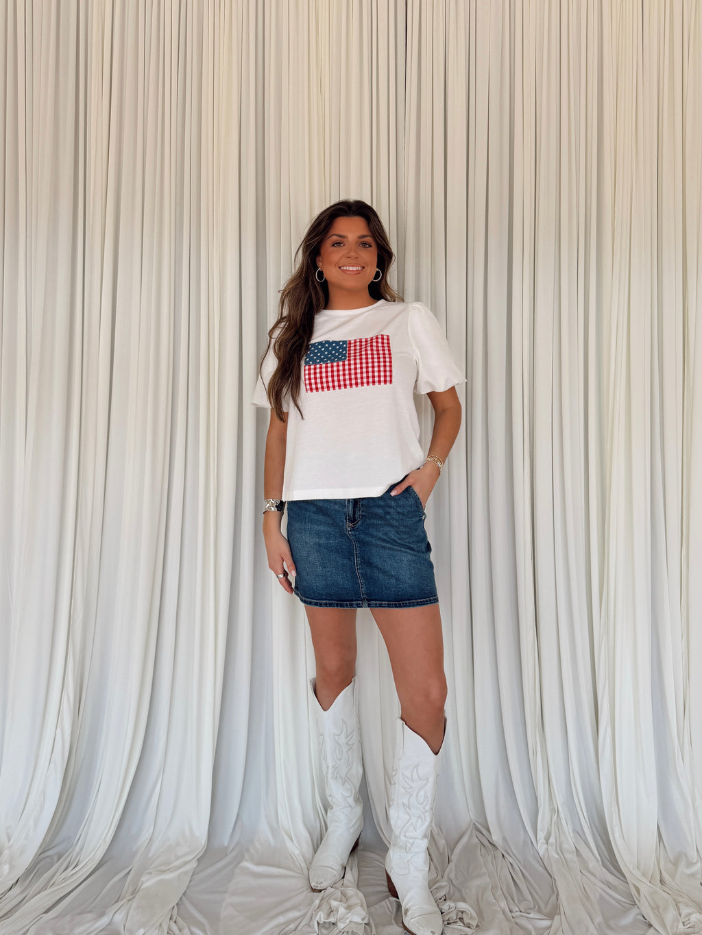 American Flag Patch Knit Top