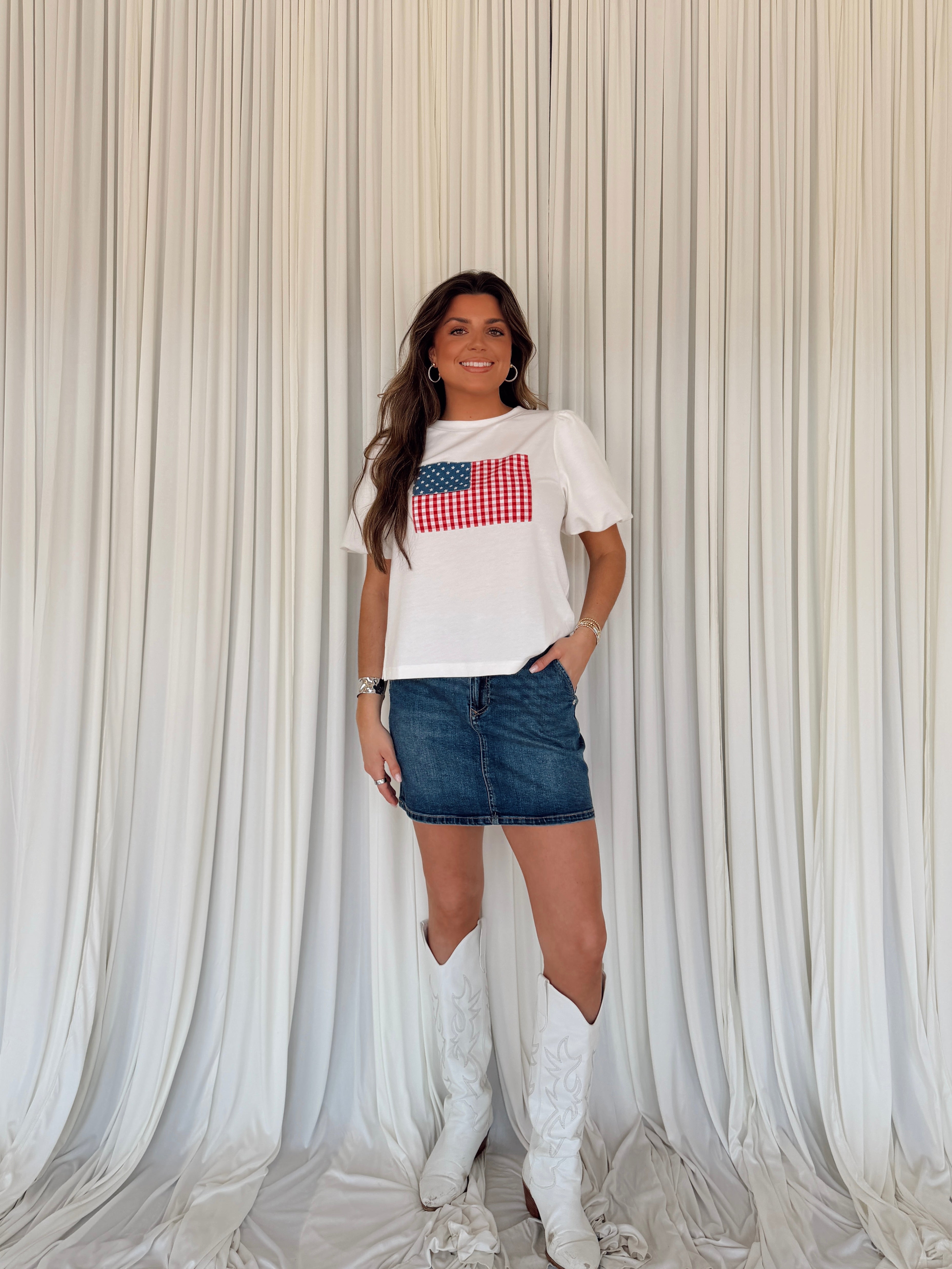 American Flag Patch Knit Top