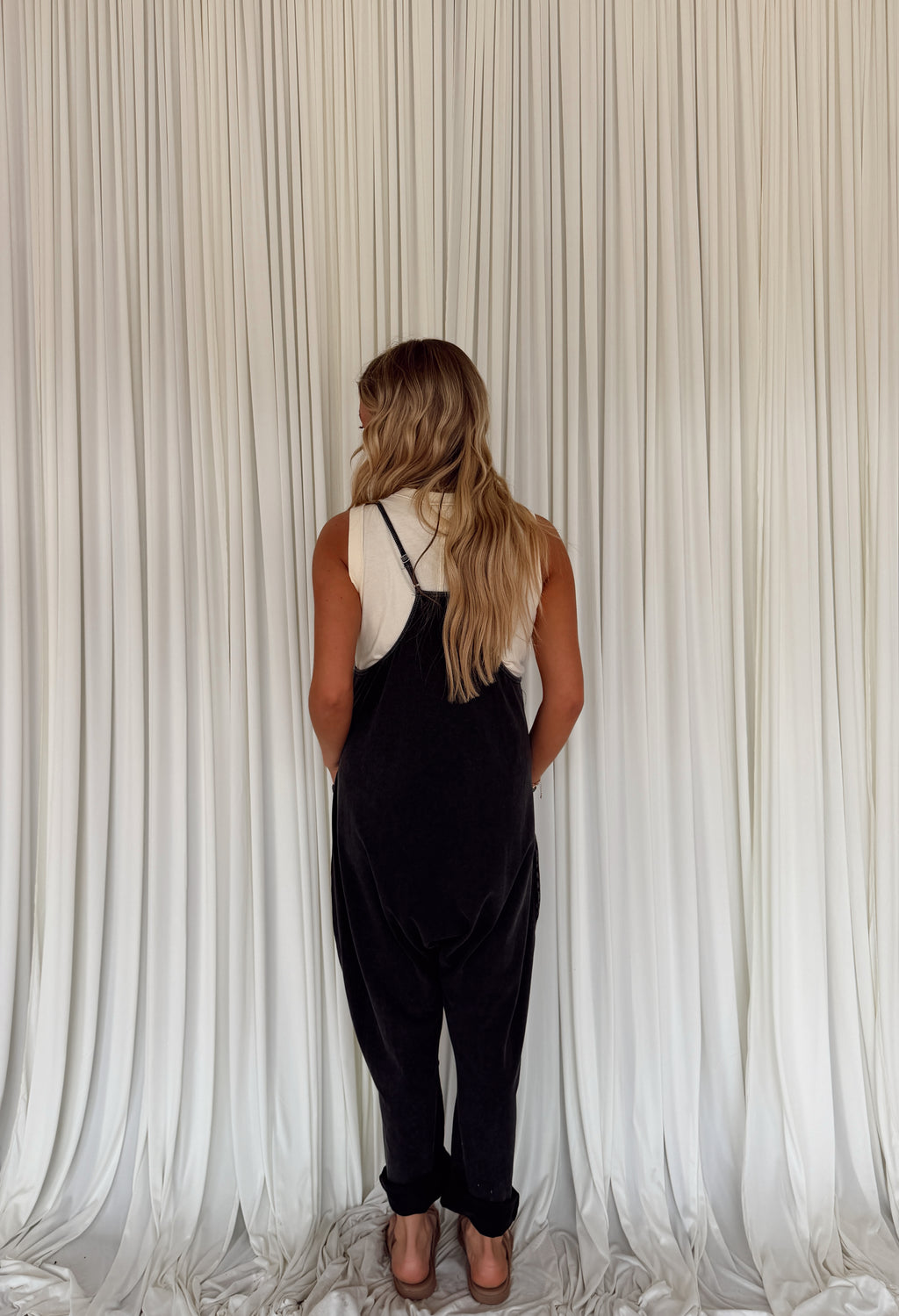 Mineral Wash Spaghetti Strap Jumpsuit