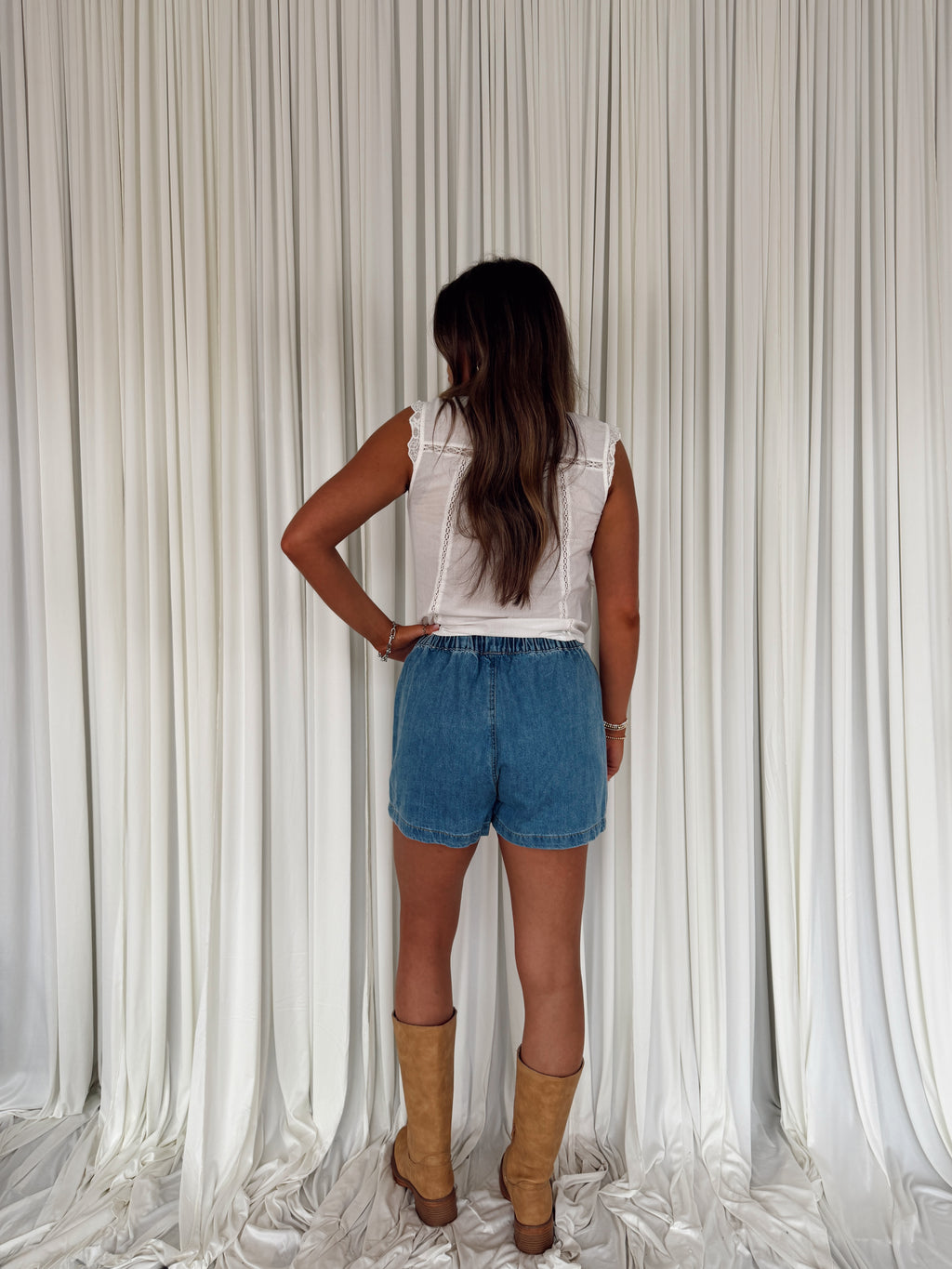 Denim Shorts with Drawstring