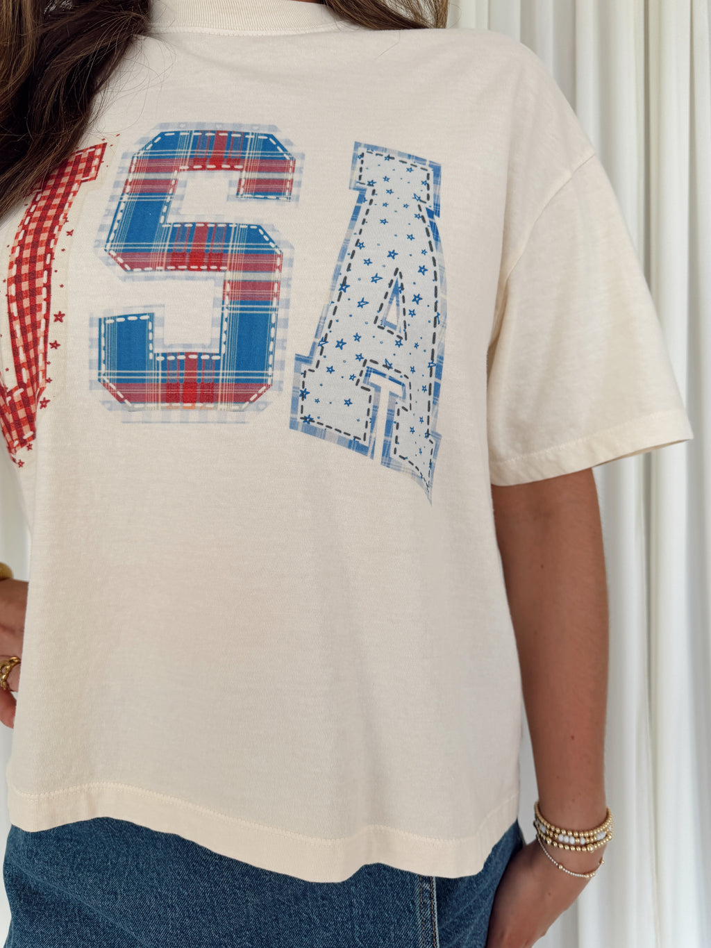 USA Patchwork Cropped Tee