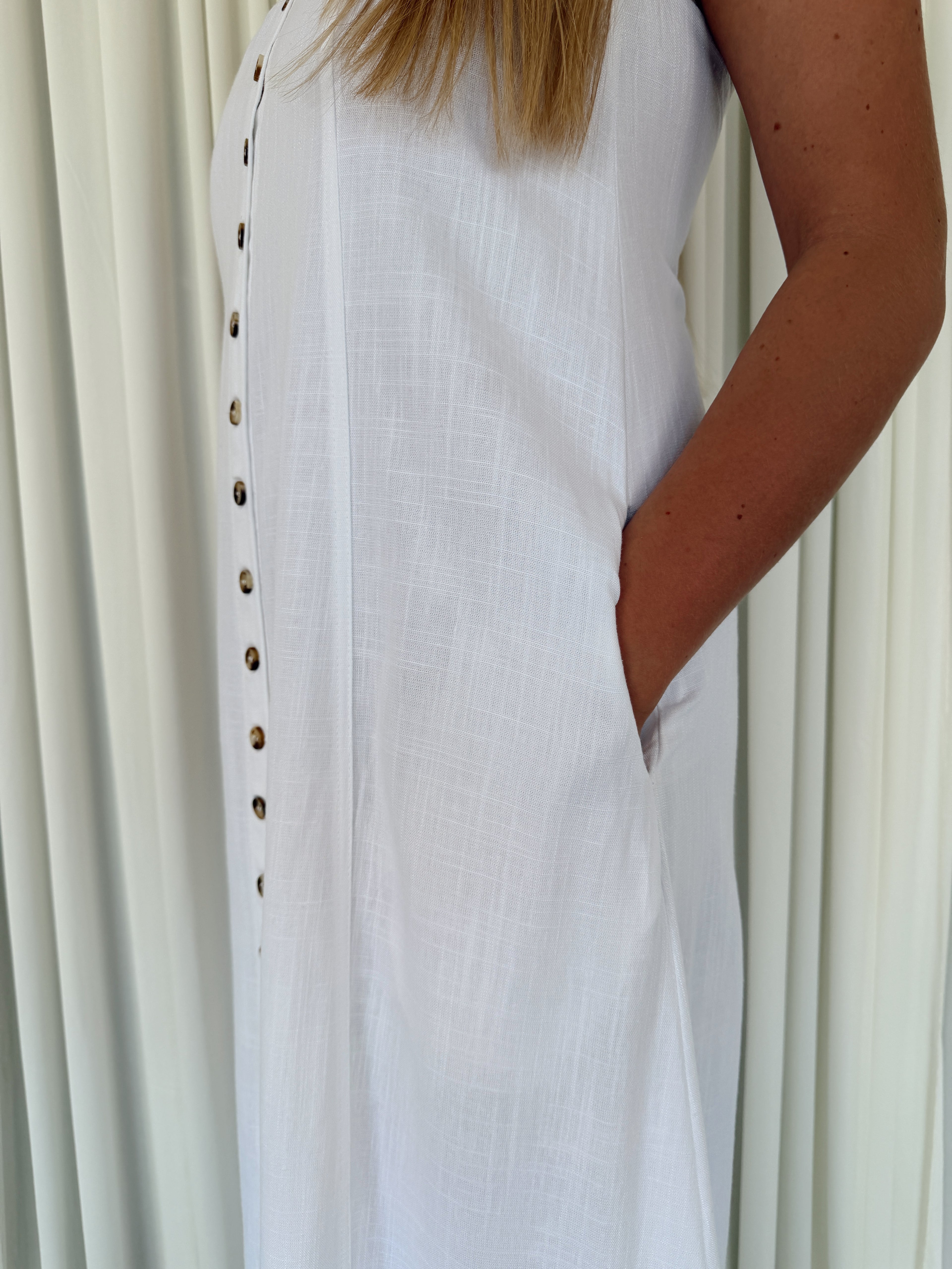 Strapless Button Maxi Dress