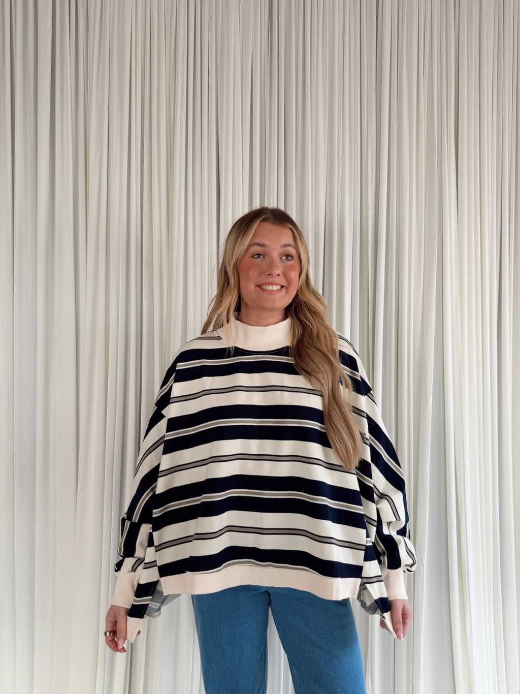 Striped Oversized Crewneck Top