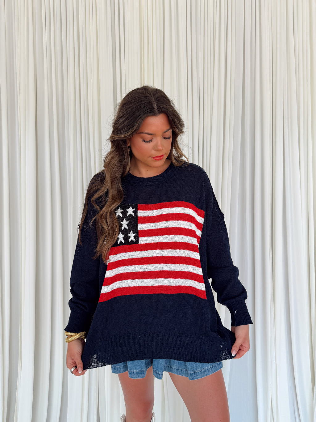 USA Flag Long Sleeve Pullover Sweater