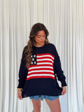 USA Flag Long Sleeve Pullover Sweater