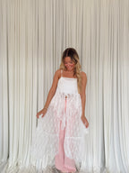 Ruffled Lace Flyaway Maxi Cami Top
