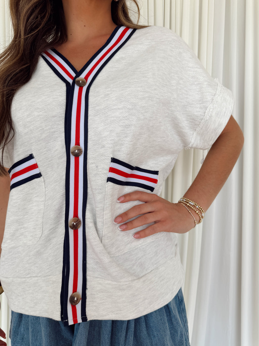 T2578 Striped Oversized Cardigan Top