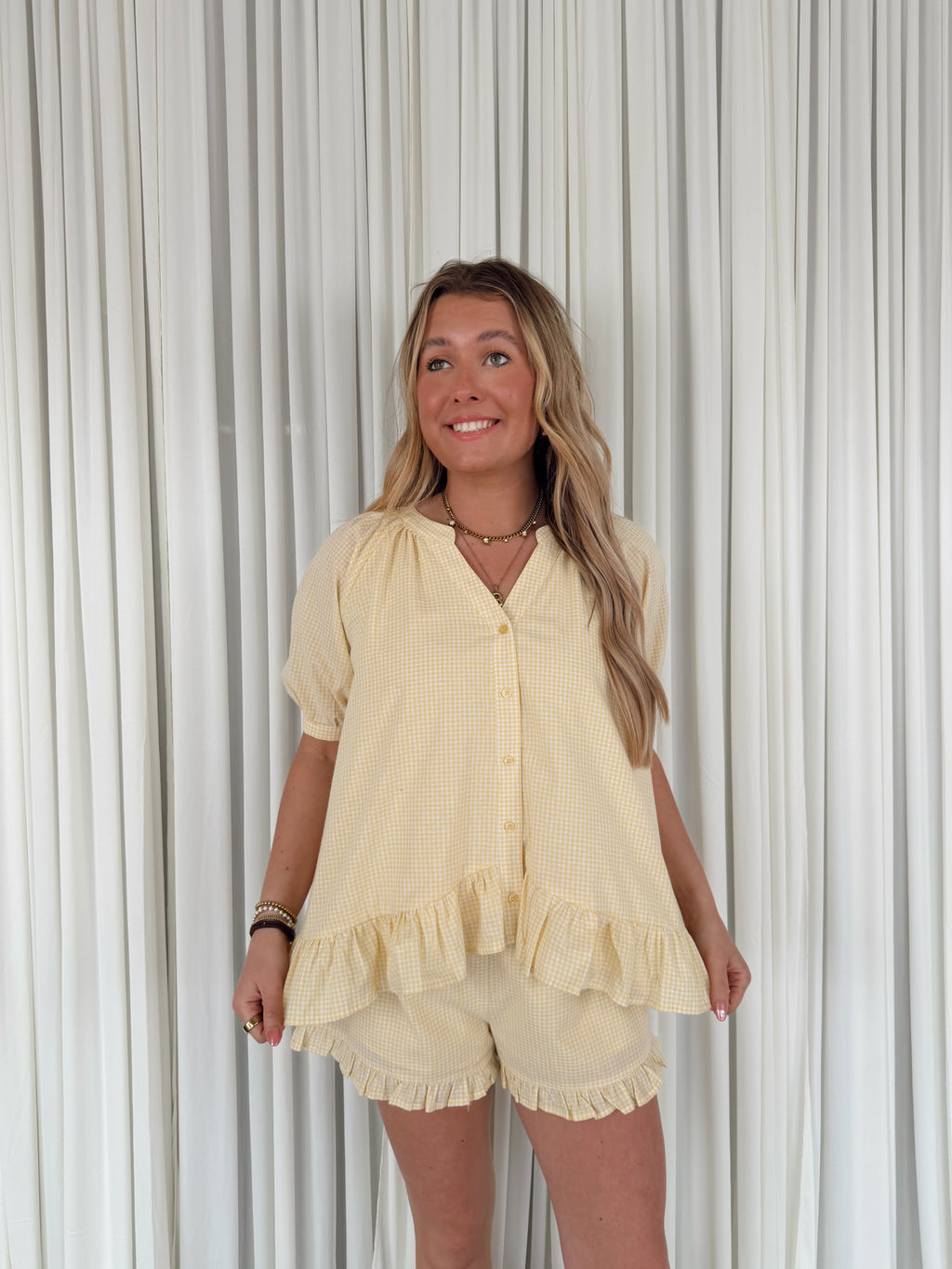 Gingham Ruffled Shorts