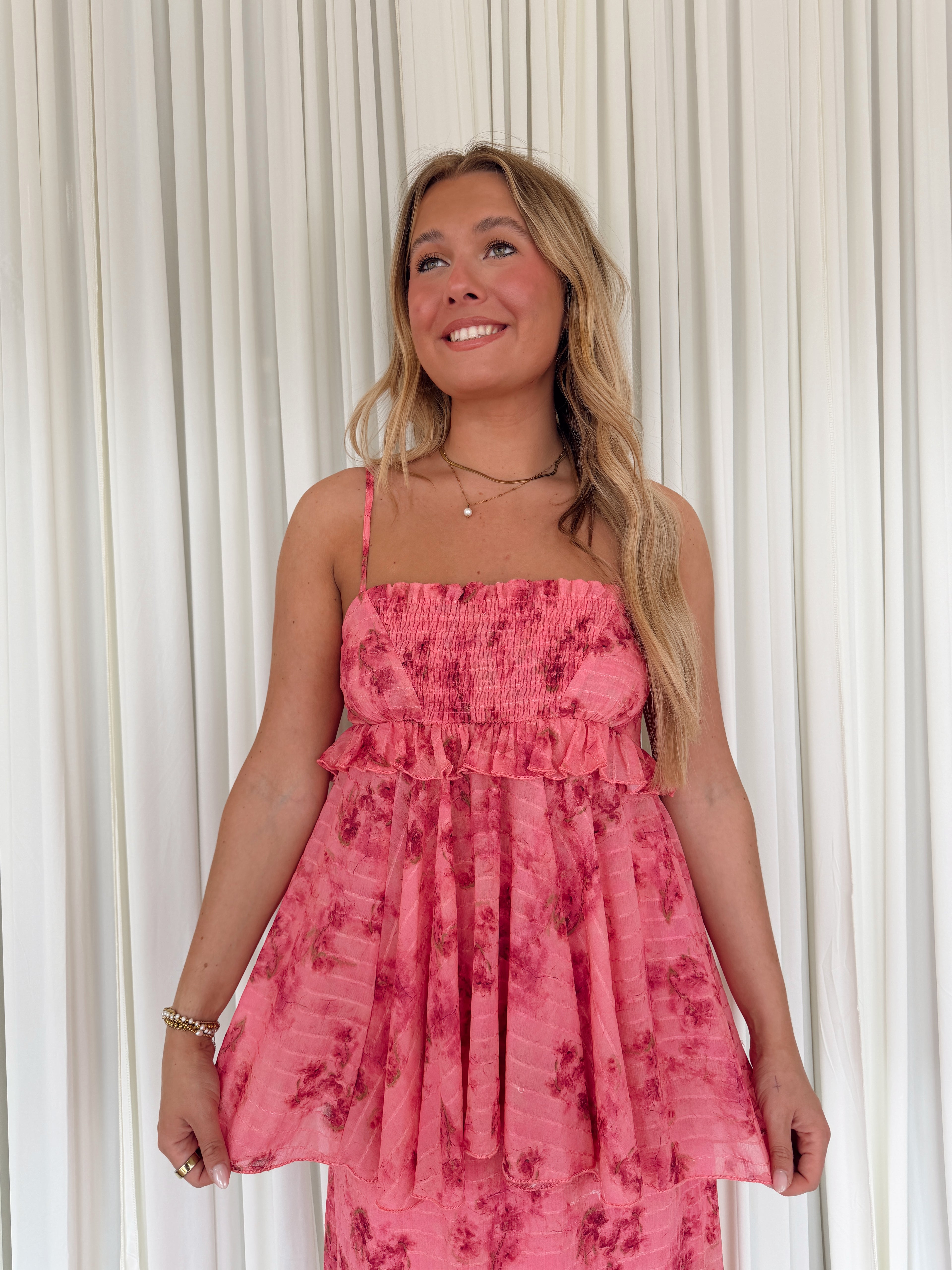 Floral Chiffon Ruffled Babydoll Top