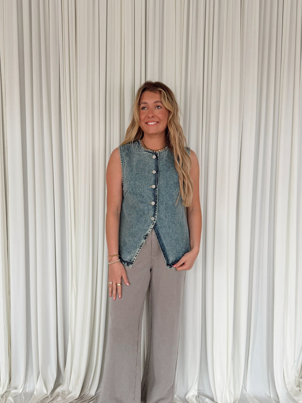 Button Down Denim Vest