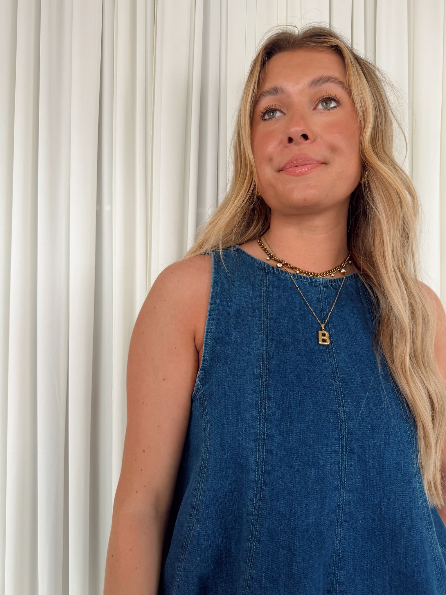 Sleeveless Flared Top  - Dark Denim