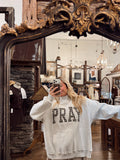 IT2594E-PRAYWT Gingham Pray Mock Neck