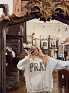 IT2594E-PRAYWT Gingham Pray Mock Neck