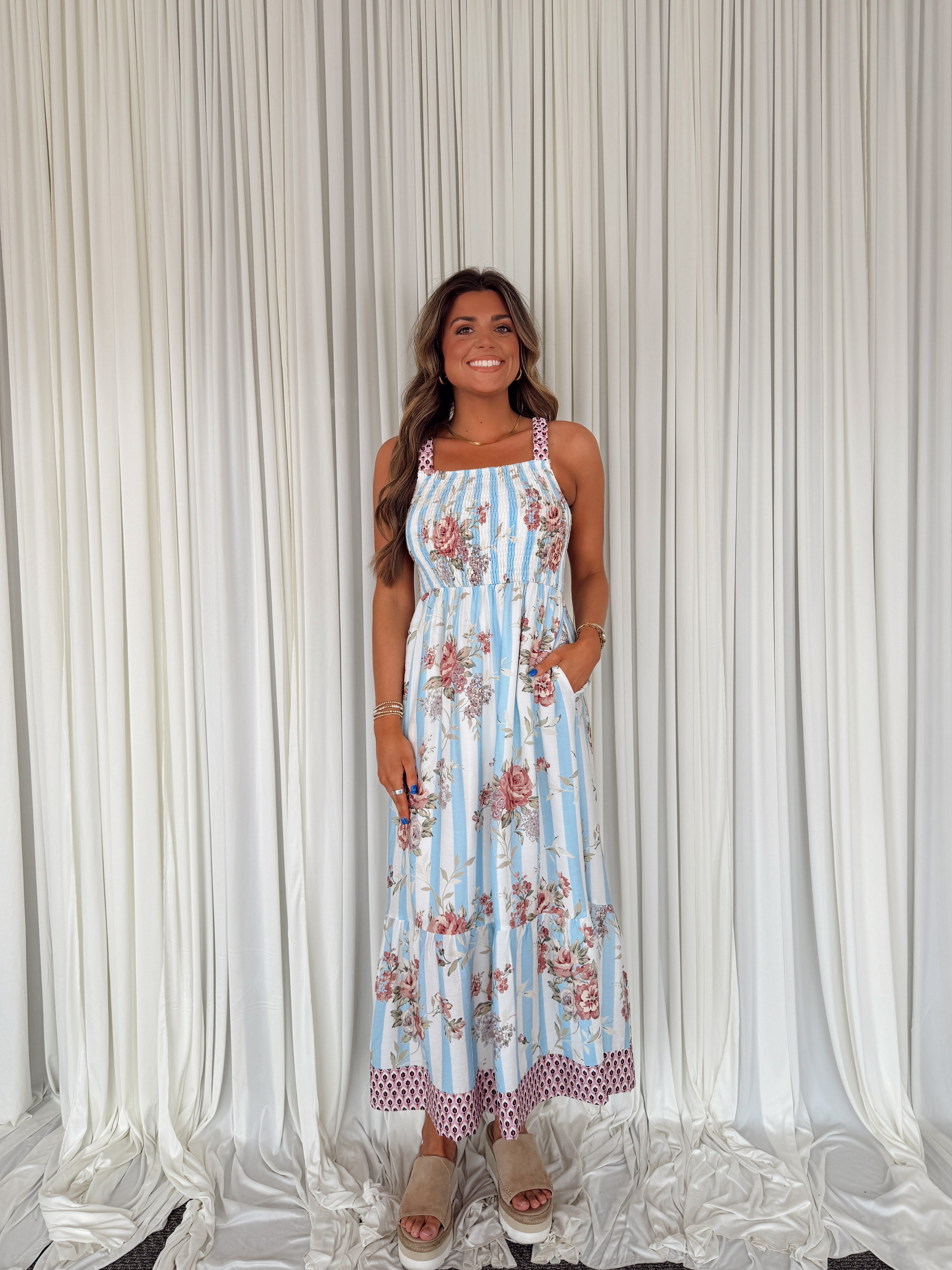 Floral Striped Maxi Dress  Seven & James