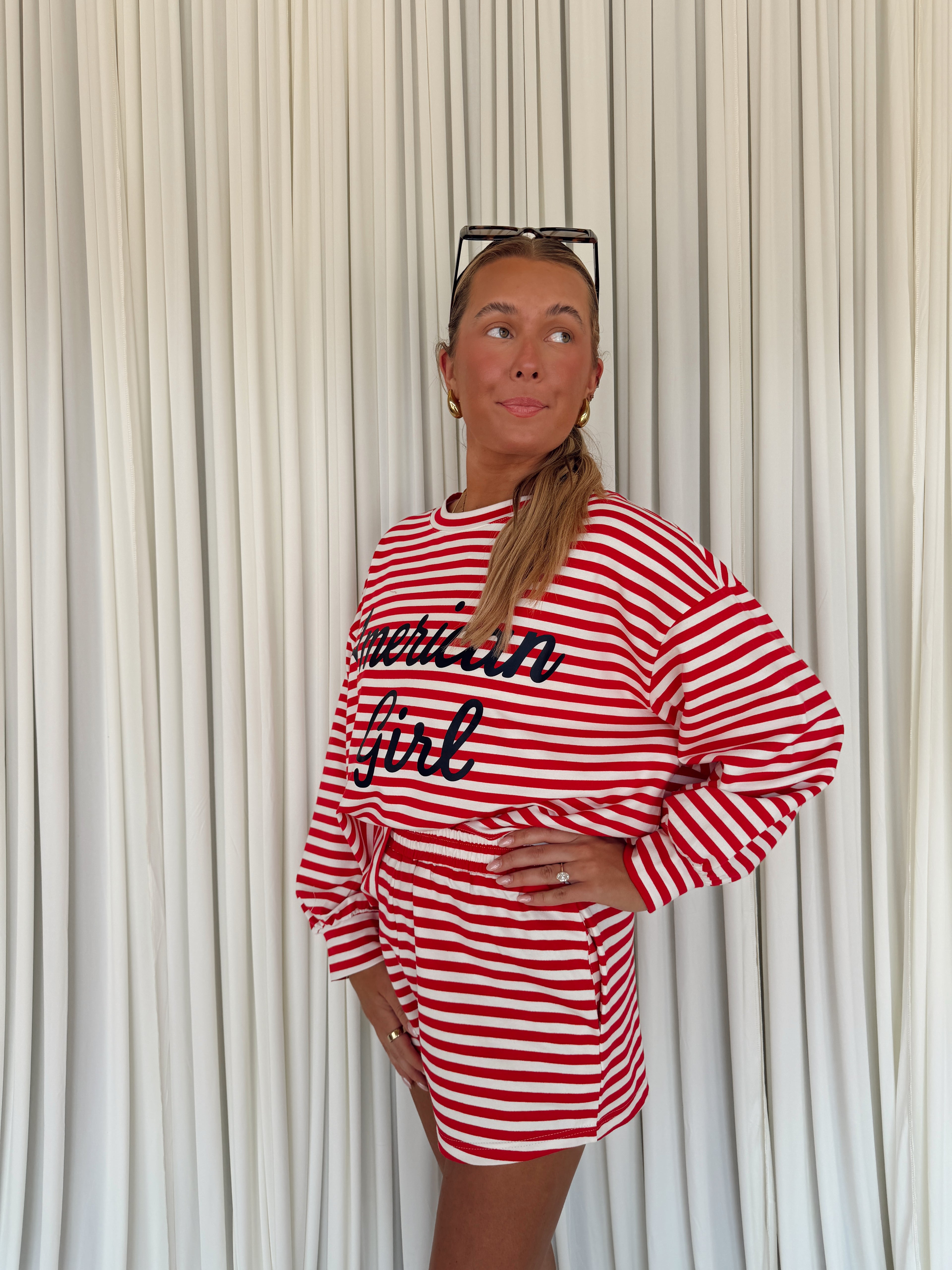 American Girl Oversized Striped T-shirt