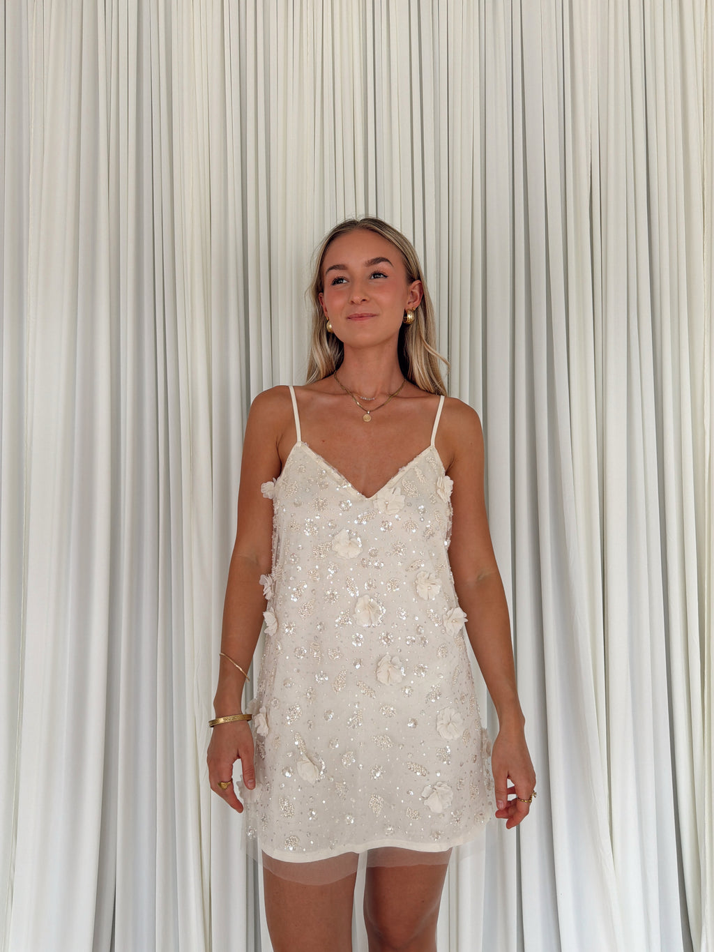 Floral Sequin Embellished Slip Dress