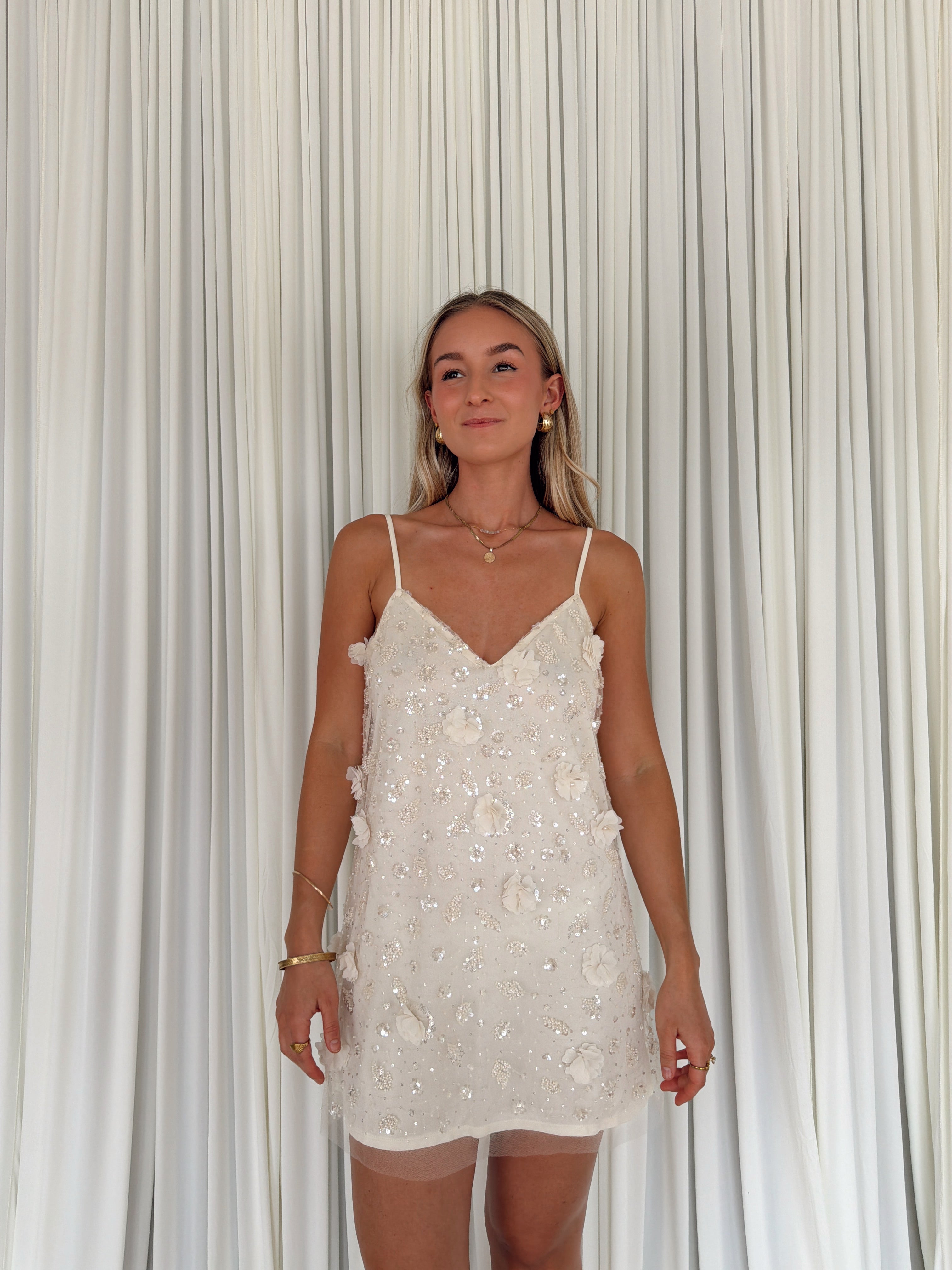Floral Sequin Embellished Slip Dress