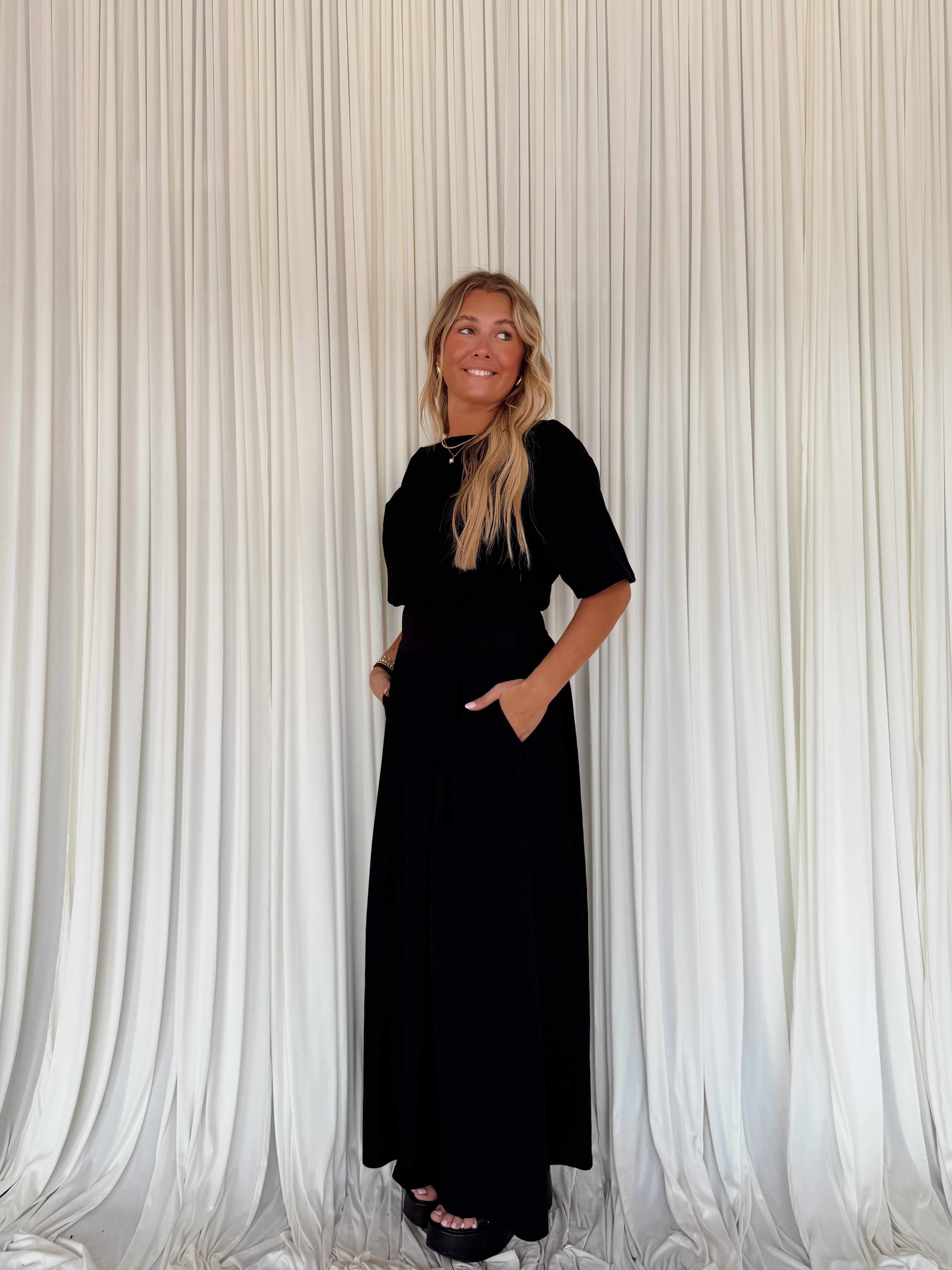 Boatneck Cinch Waist Dress