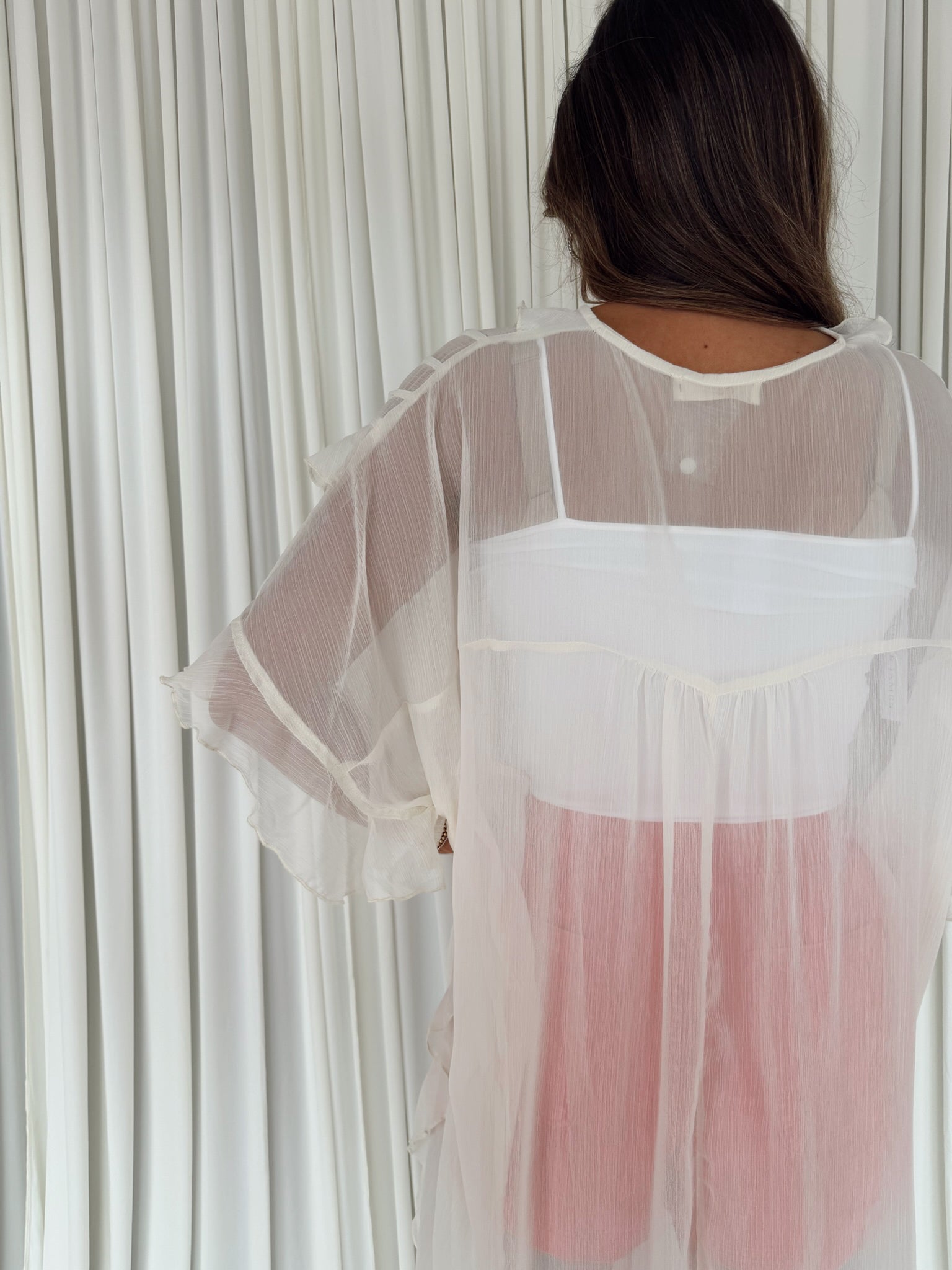 Chiffon Ruffled V-Neck Cover Up