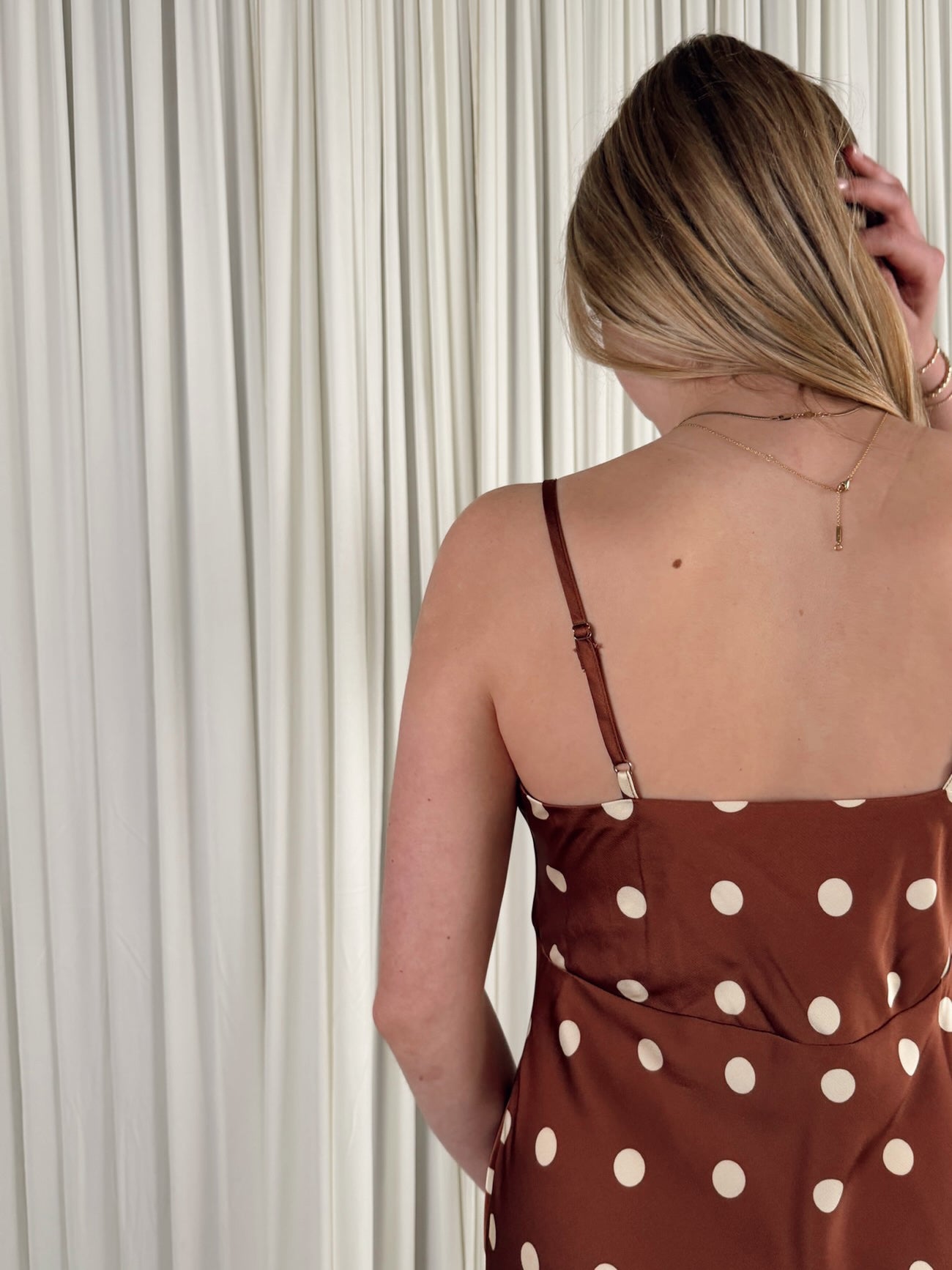 Polka Dot Strap Shoulder Maxi Dress