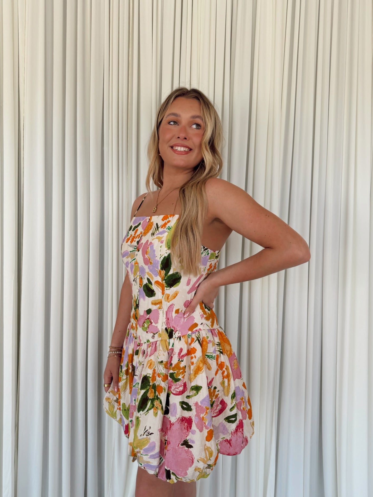 Drop-Waist Bubble Mini Dress