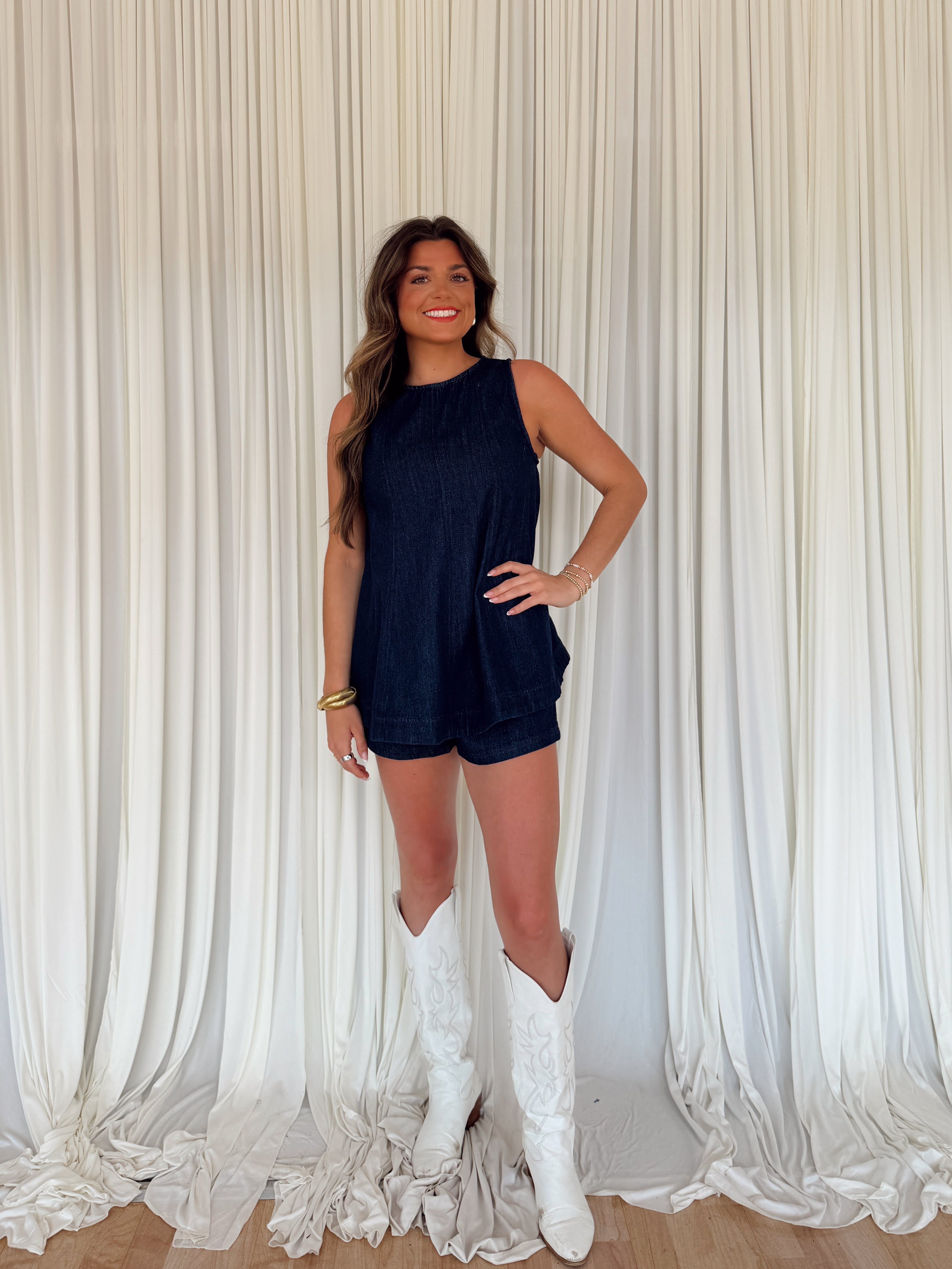Denim Longline Sleeveless Top