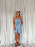 Pleated Denim Mini Dress