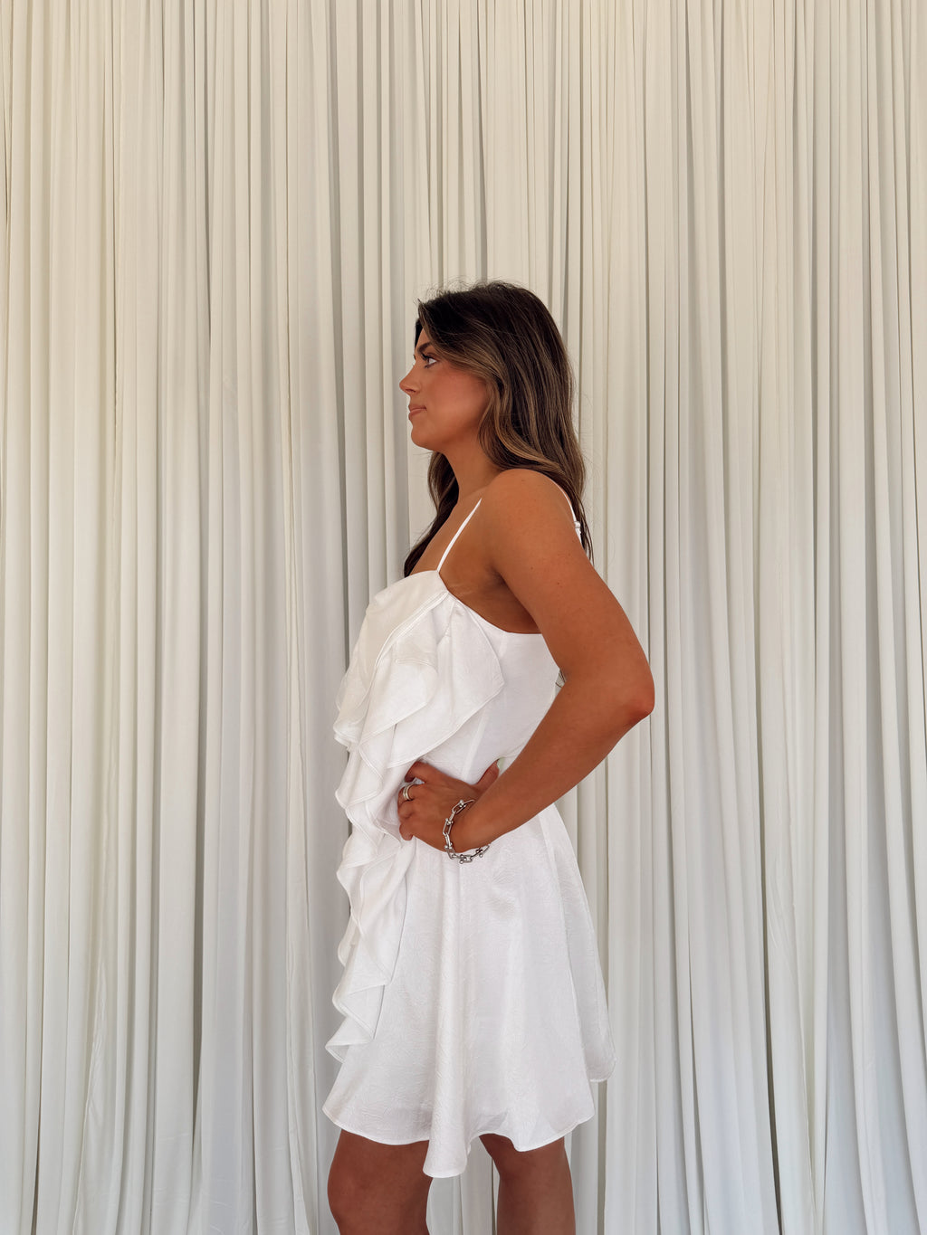 Ruffled Mini Dress with Bow