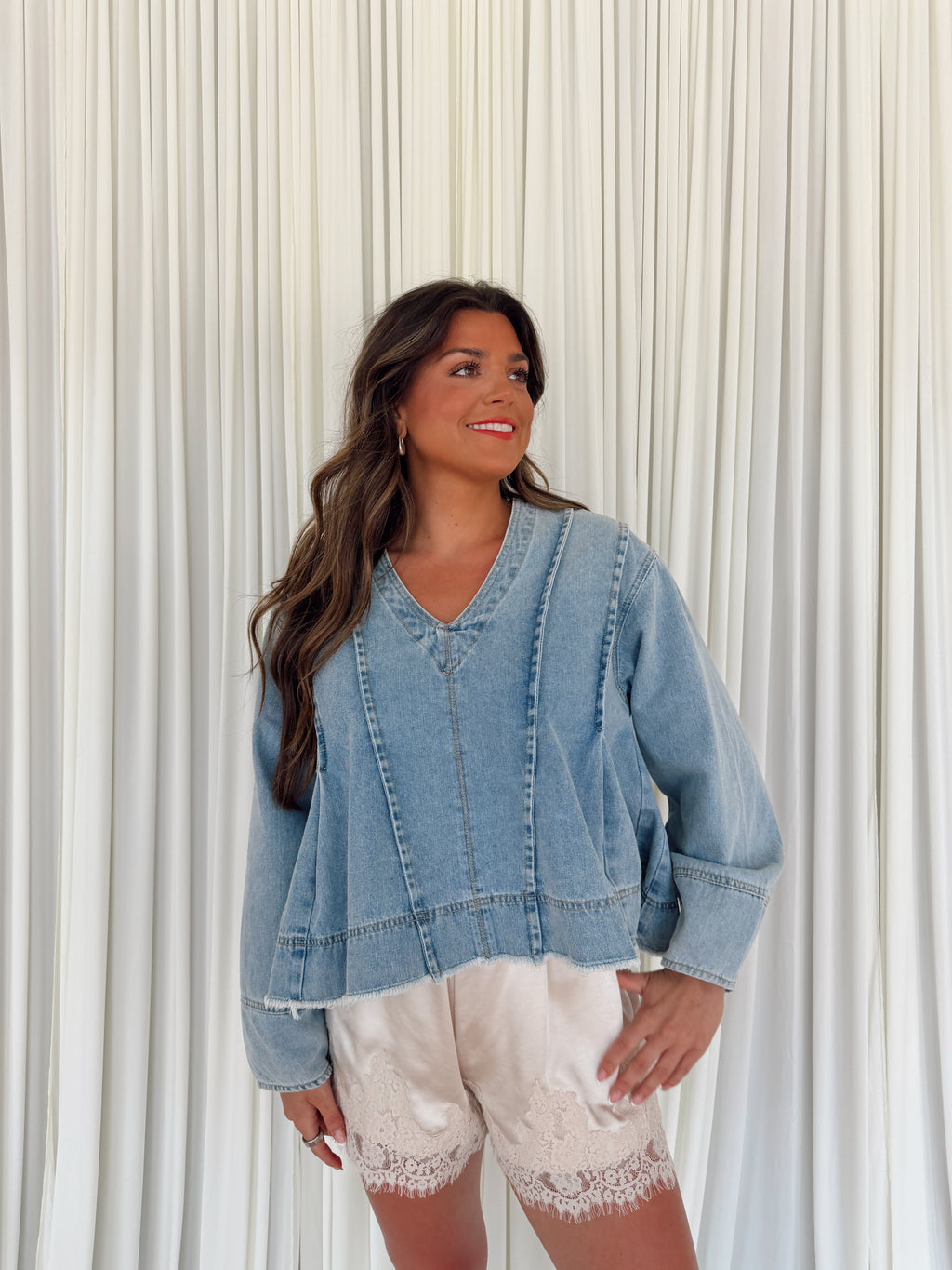 Denim Long Sleeve Top