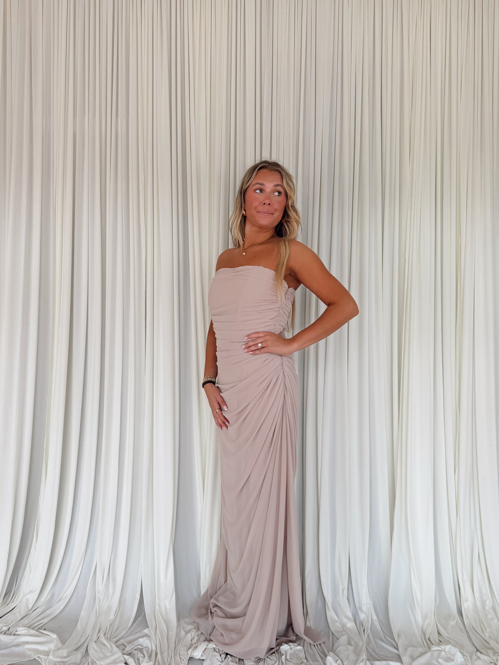 Chiffon Pintuck Maxi Dress