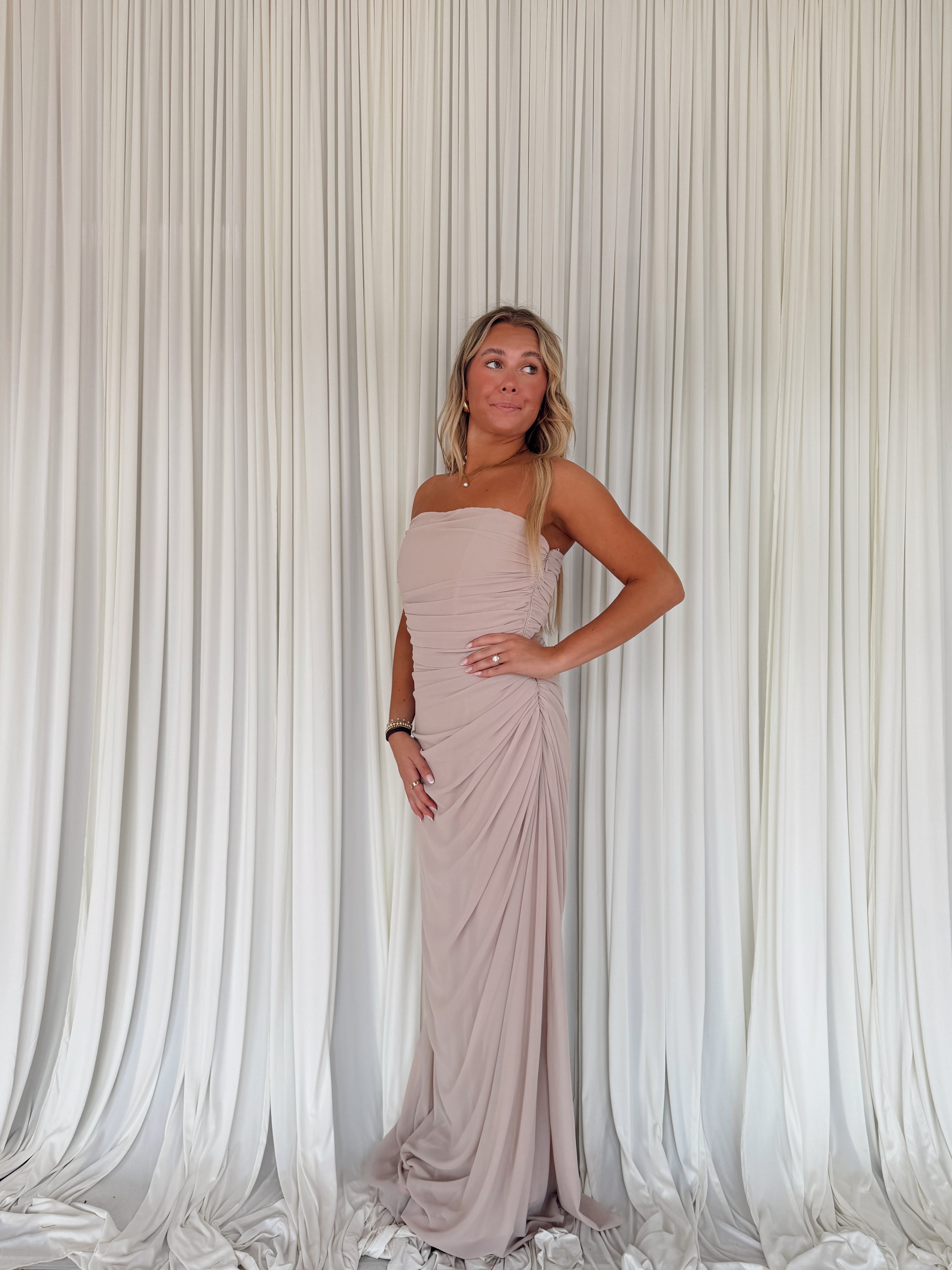 Chiffon Pintuck Maxi Dress